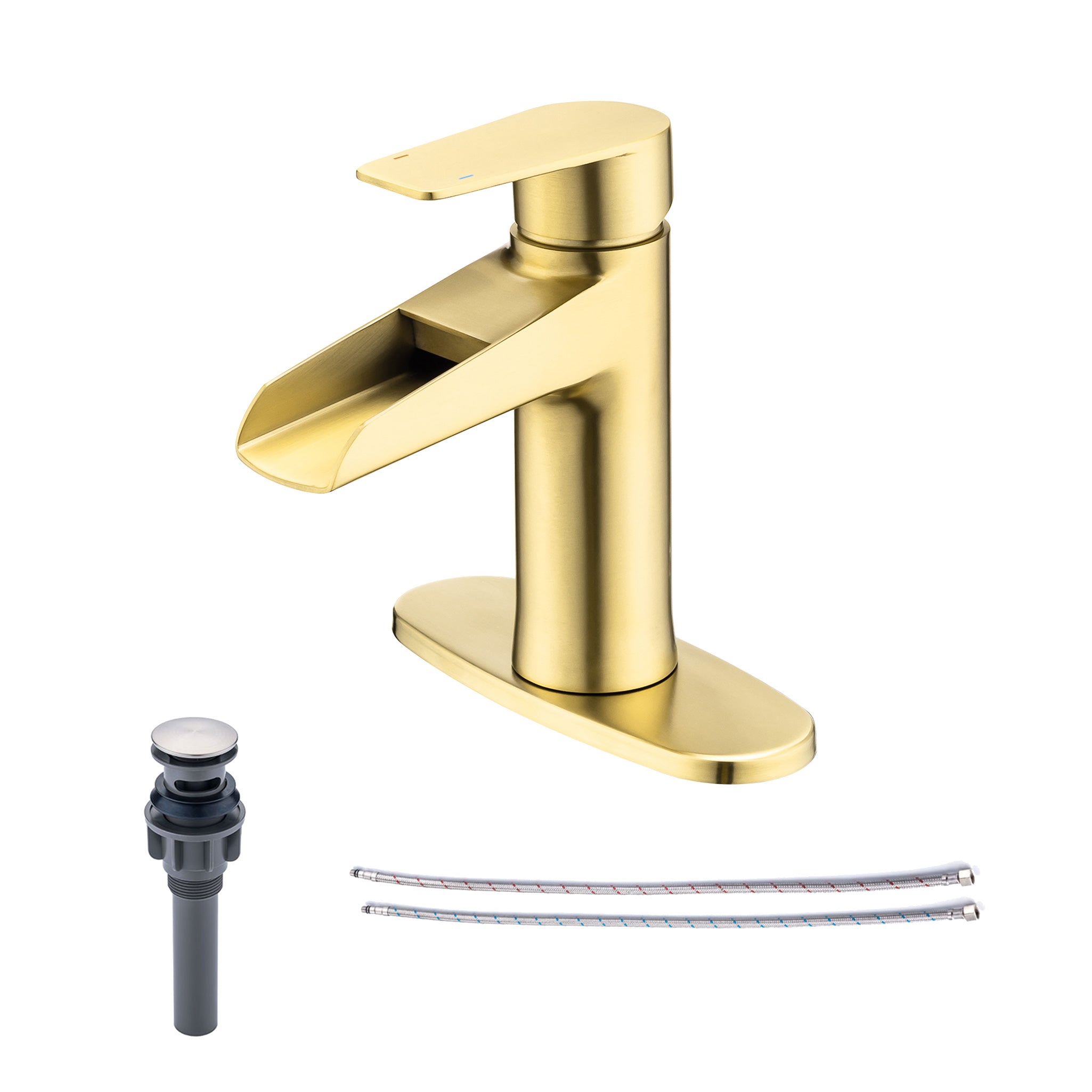 Single-Handle Waterfall Bathroom Faucet with Drain Assembly