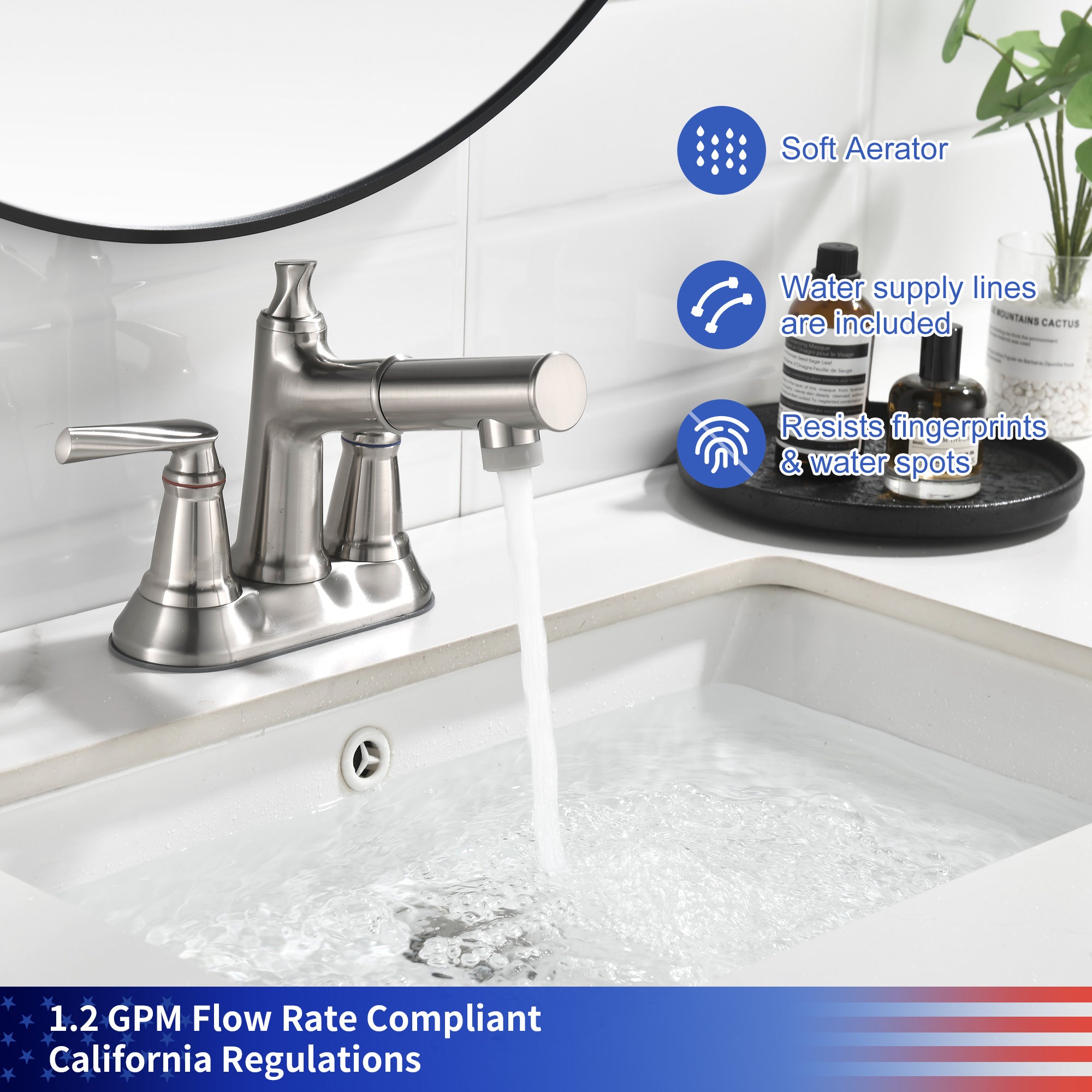2-Handle Centerset Pull-Out Bathroom Faucet