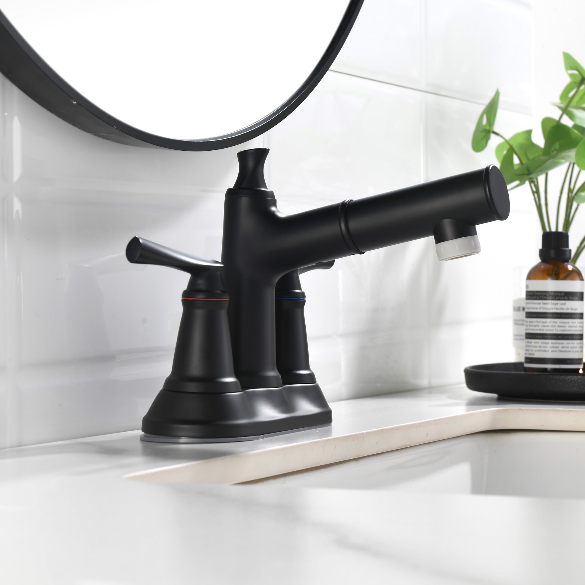 2-Handle Centerset Pull-Out Bathroom Faucet