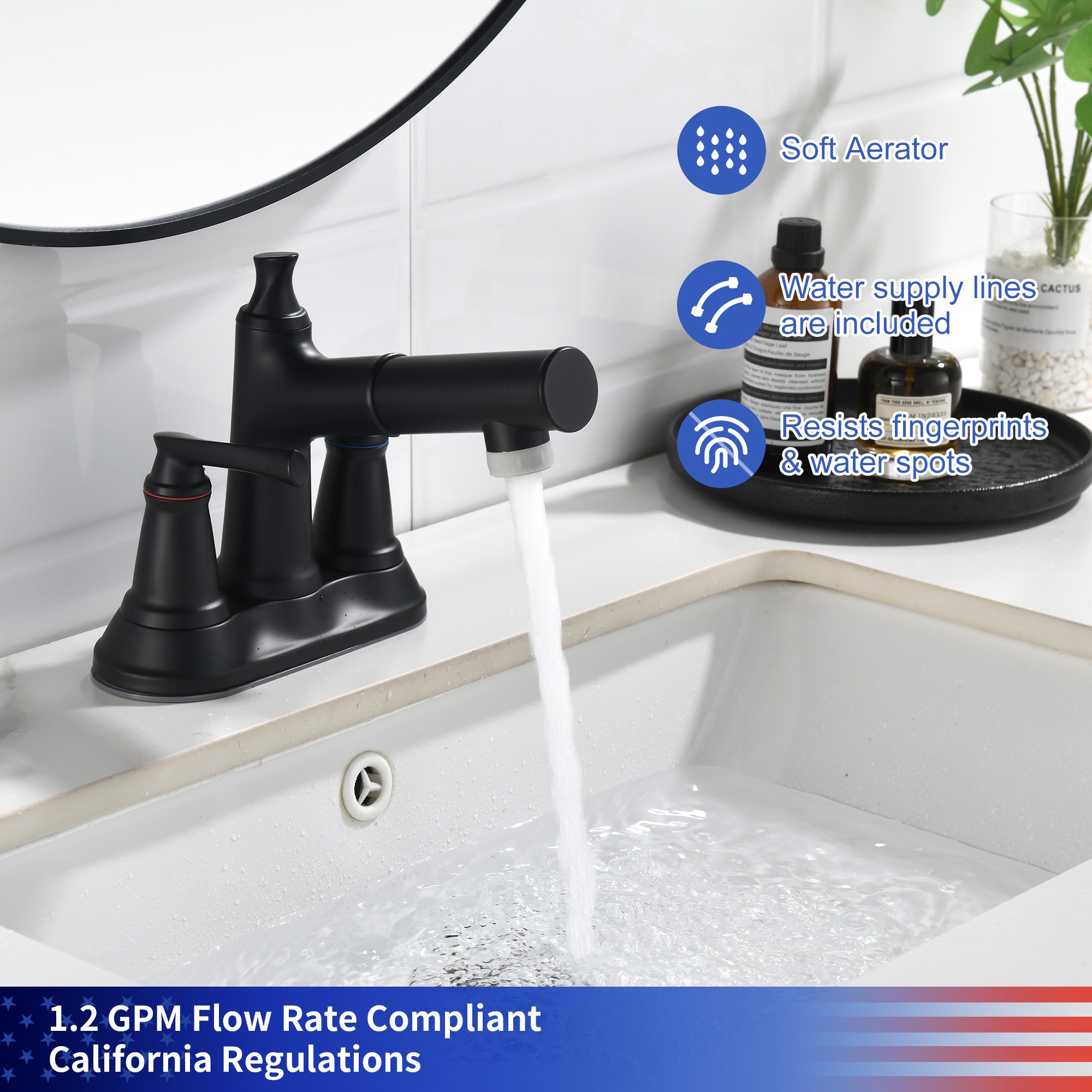 2-Handle Centerset Pull-Out Bathroom Faucet