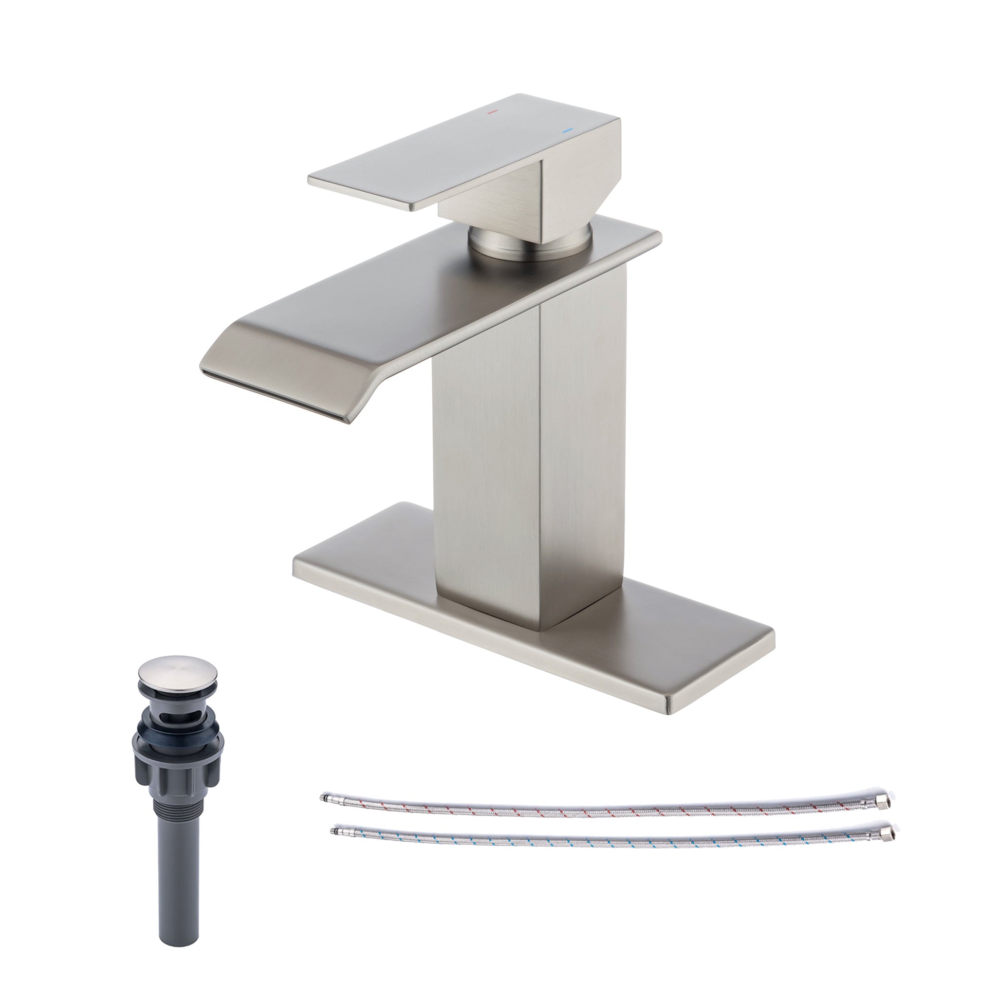 Single-Handle Single-Hole Bathroom Faucet with Drain Assembly