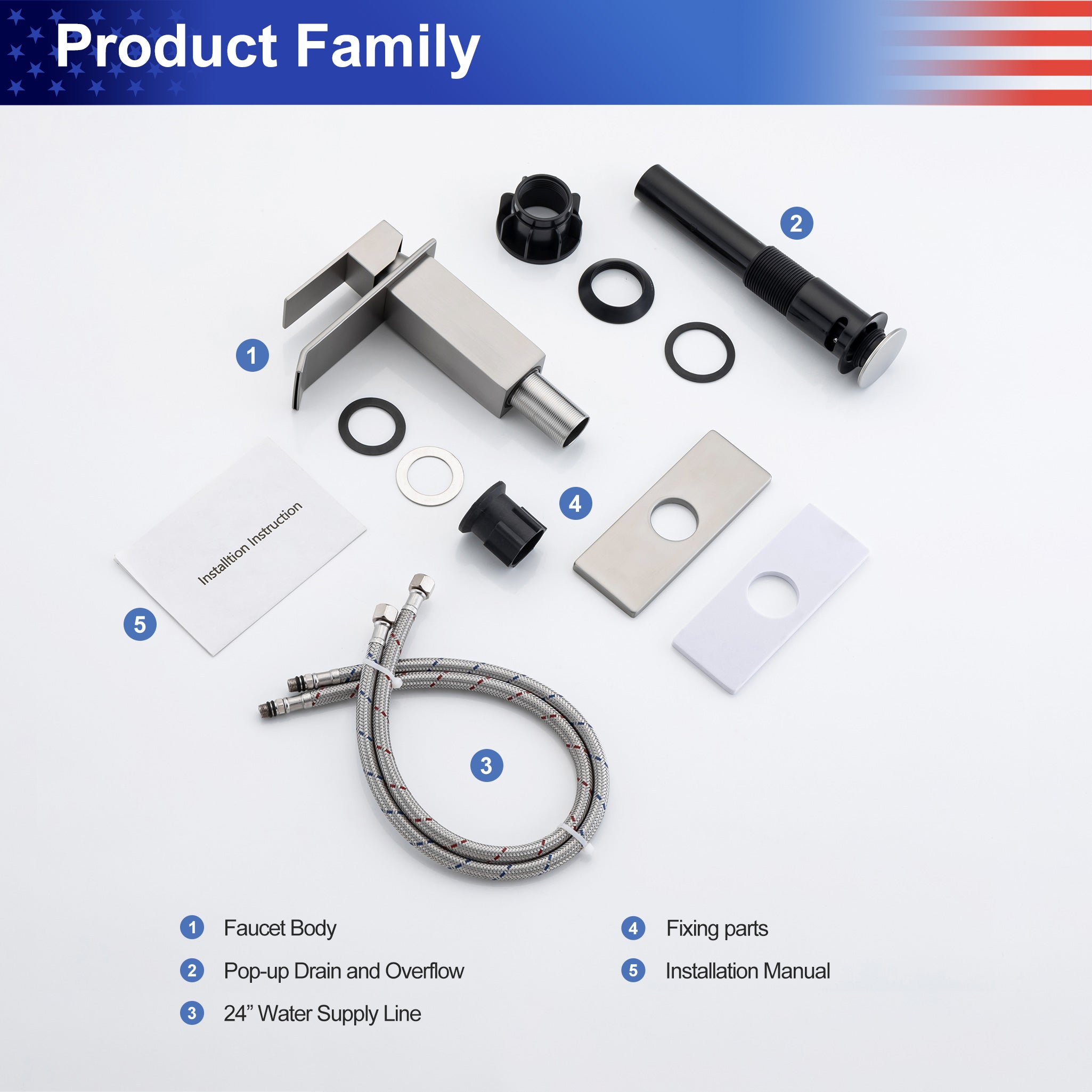 Single-Handle Single-Hole Bathroom Faucet with Drain Assembly