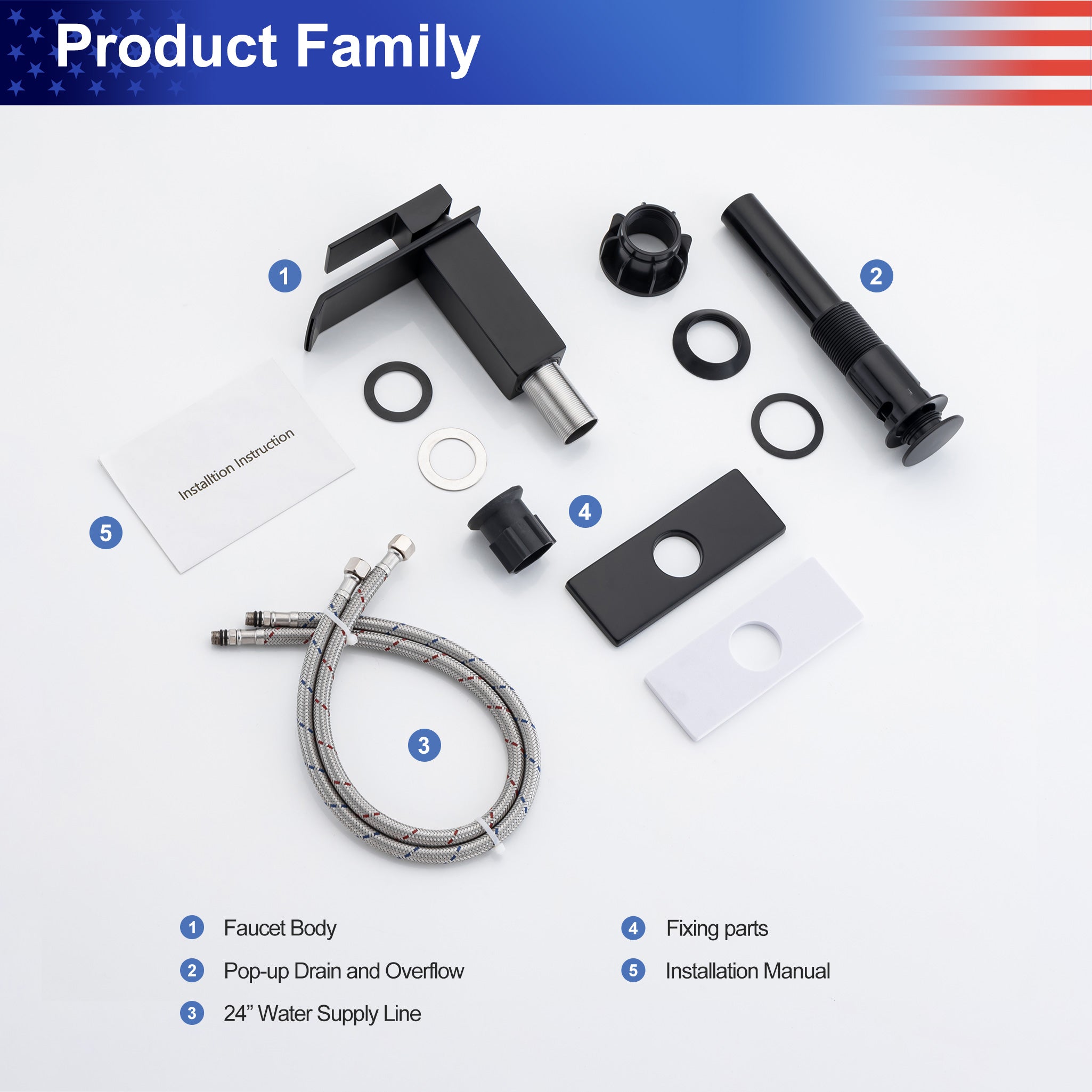 Single-Handle Single-Hole Bathroom Faucet with Drain Assembly