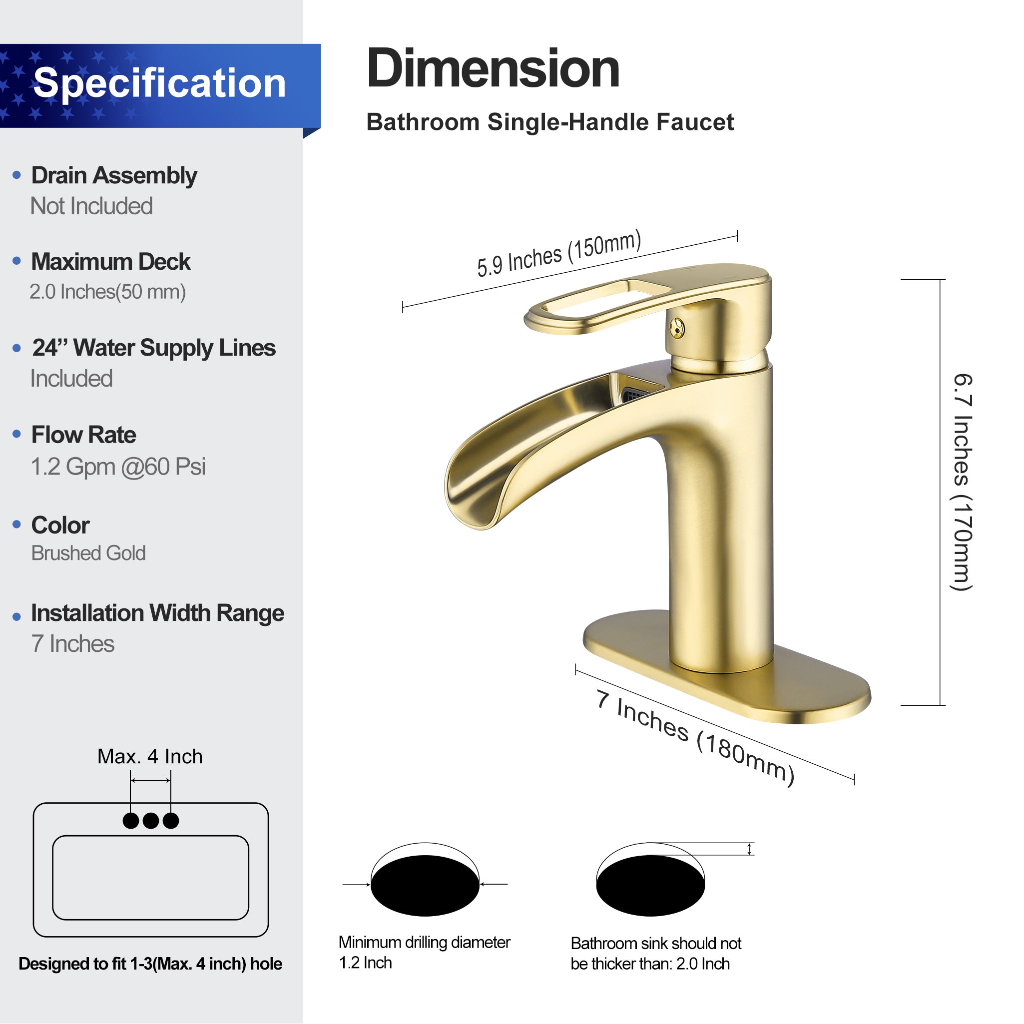 Single-Handle Waterfall Bathroom Faucet