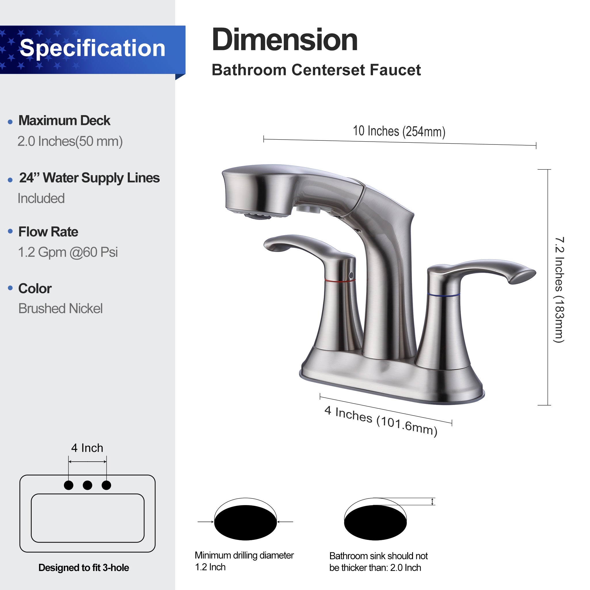 Centerset 2-Handle Pull-Out Specifications
