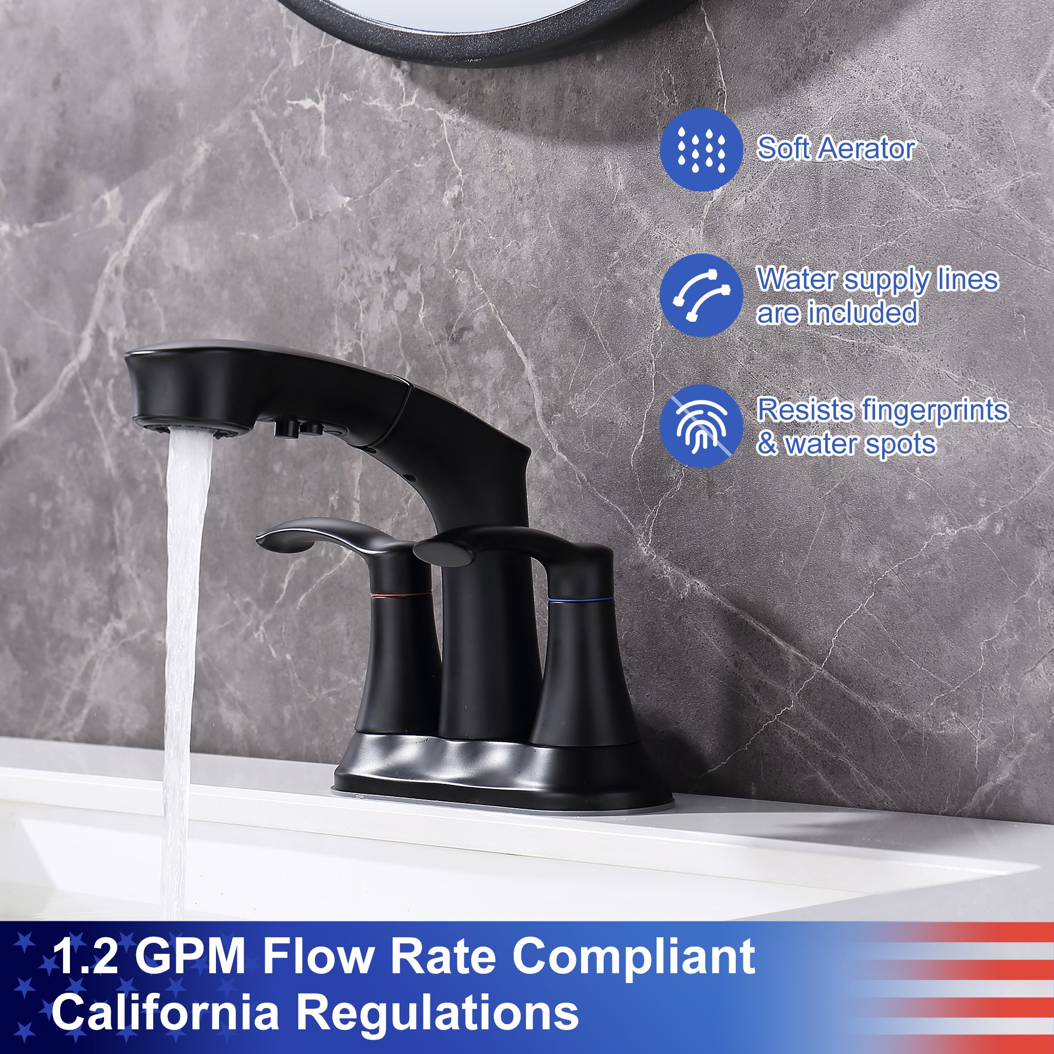 2-Handle Centerset Pull-Out Bathroom Faucet