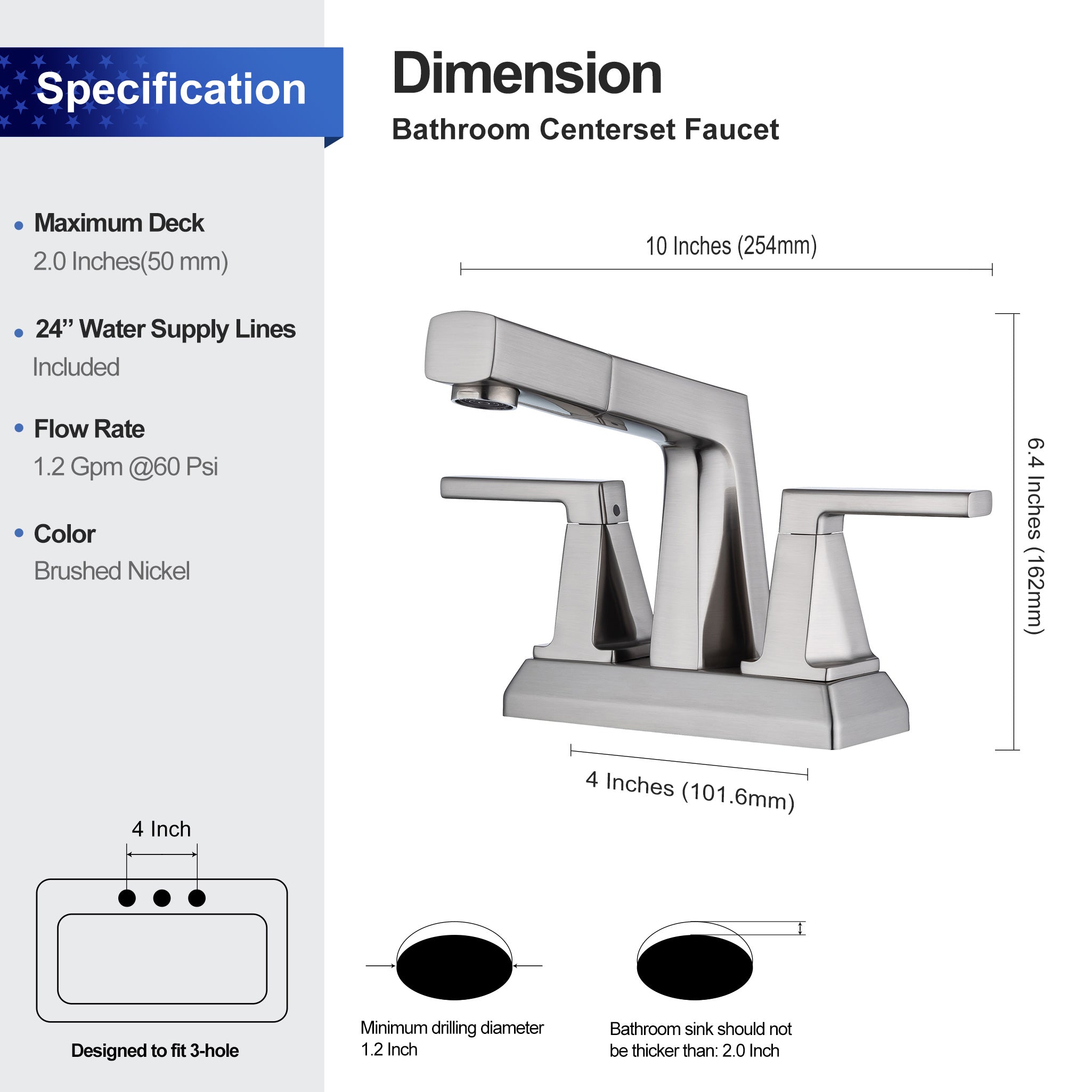 Drip-free faucet specifications