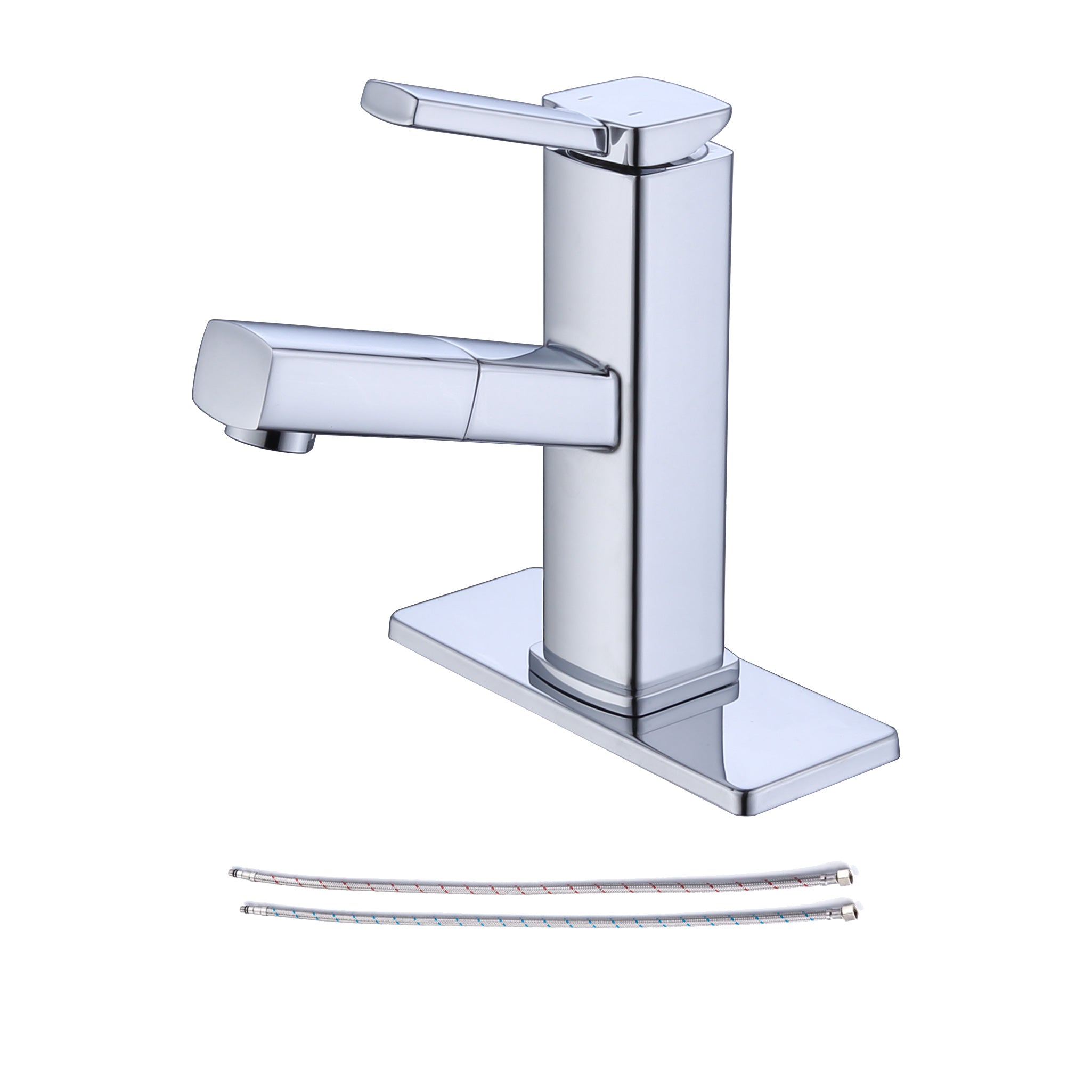 Silver Single-Handle Pull-Out Bathroom Faucet RX58 