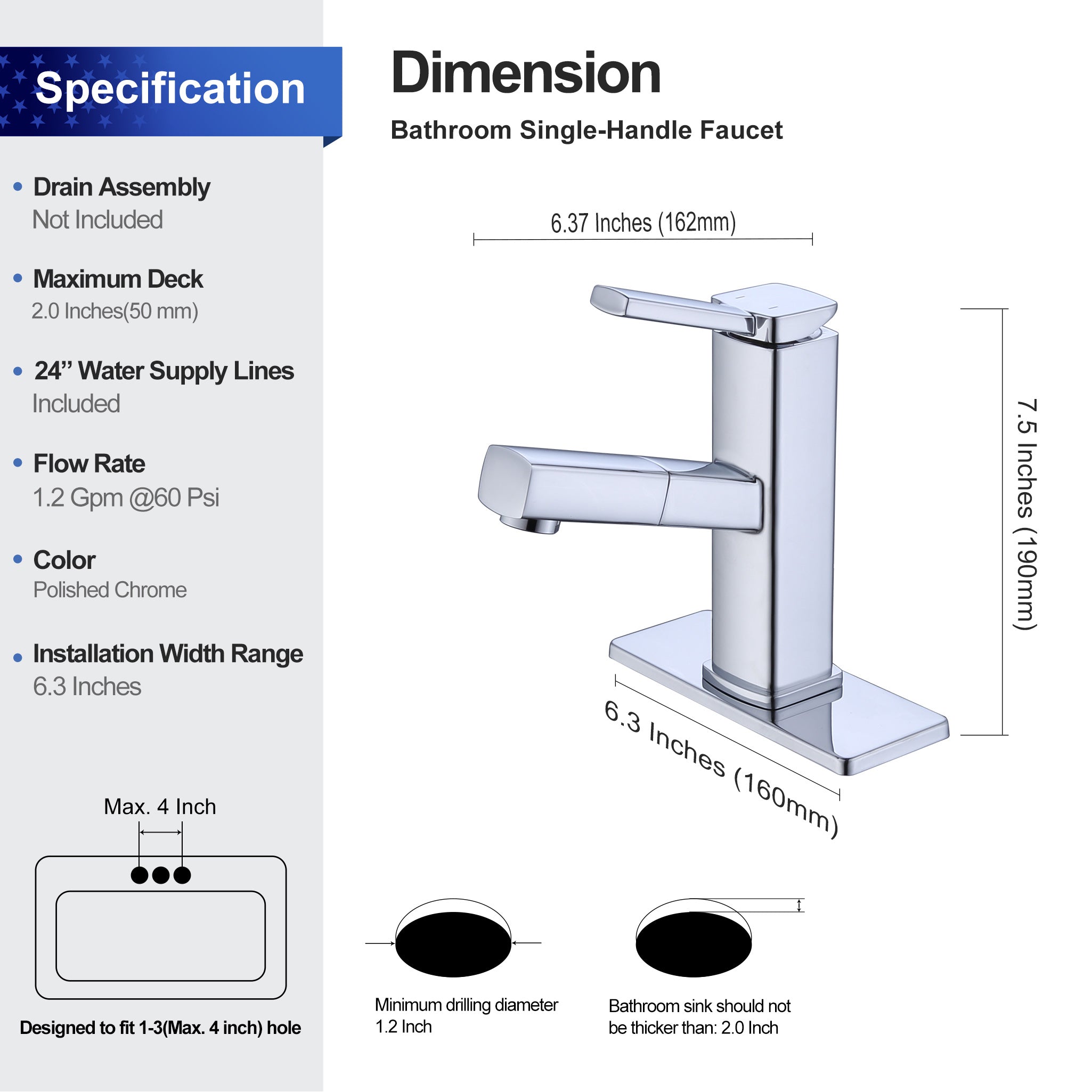 Single-Handle Pull-Out Bathroom Faucet (S5801)