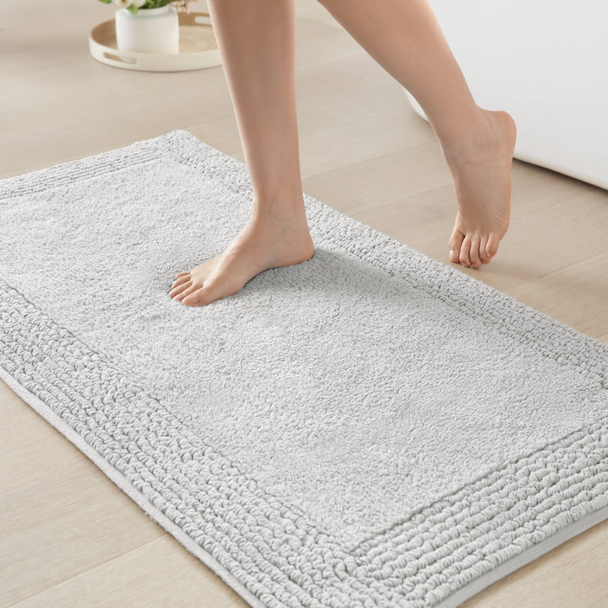 Rainlex 20" x 30" Reversible Cotton Bath Rug, Gray
