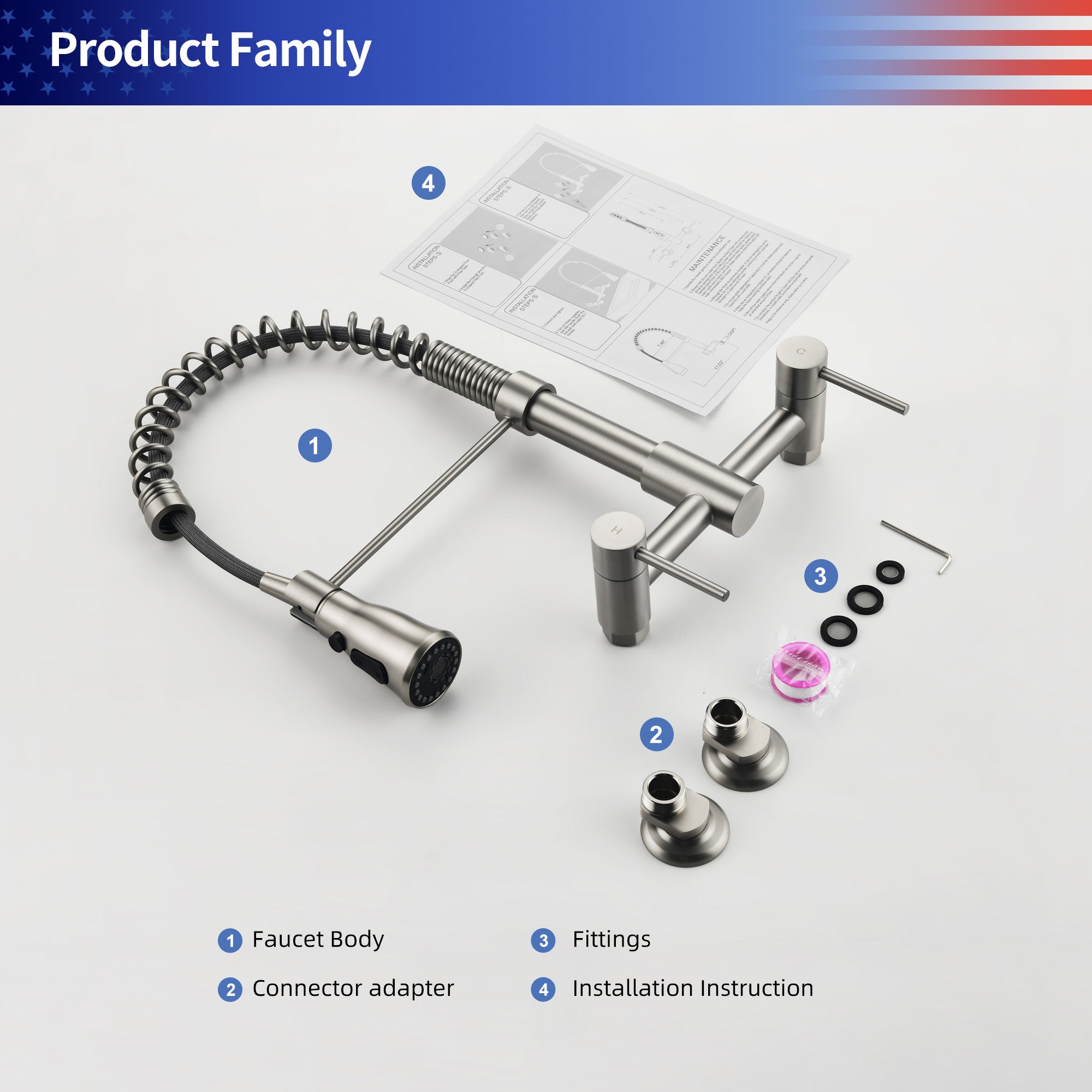 Single-Handle Pull-Down Kitchen Faucet (S6019)