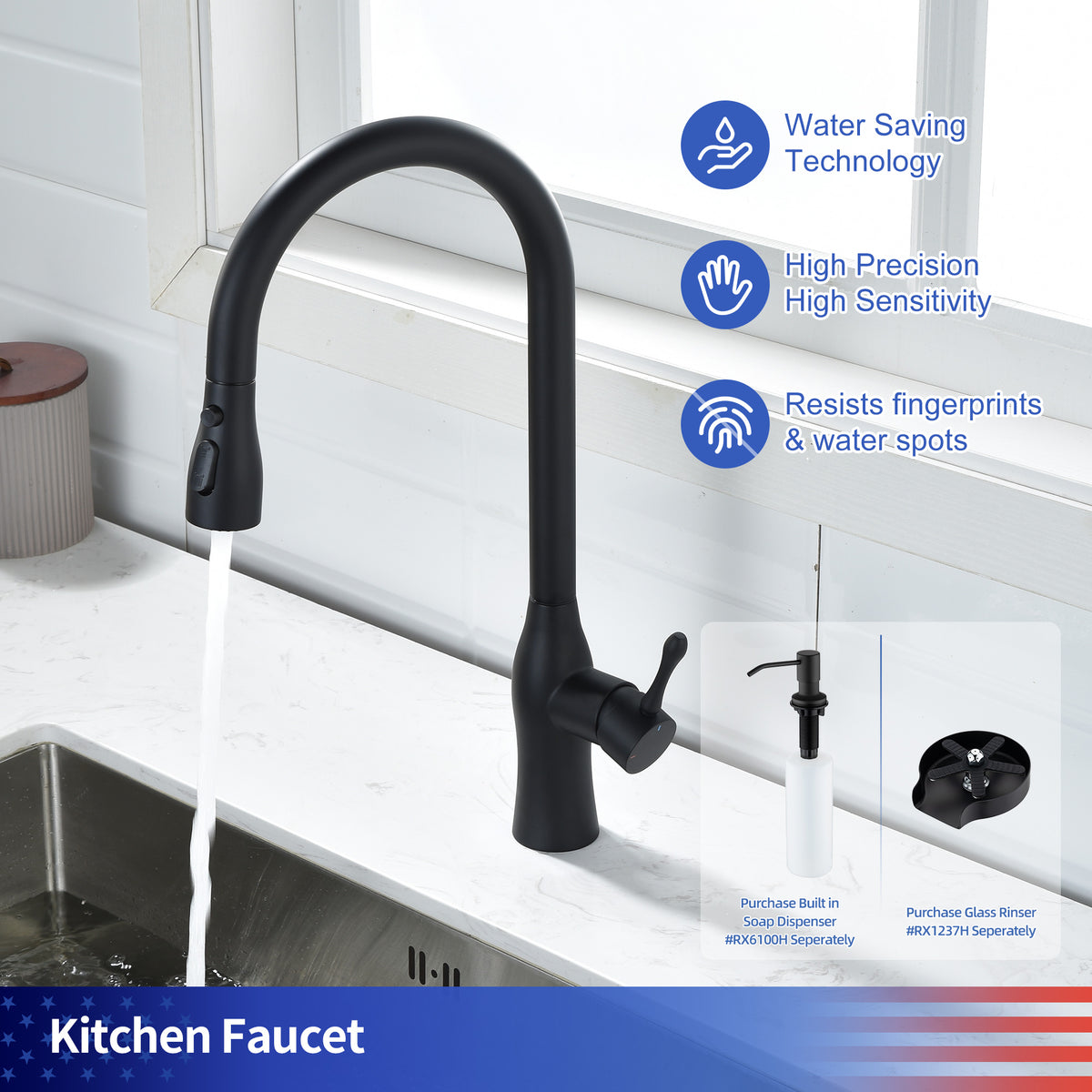 RAINLEX Single-Handle Pull-Down Kitchen Faucet (S6020)