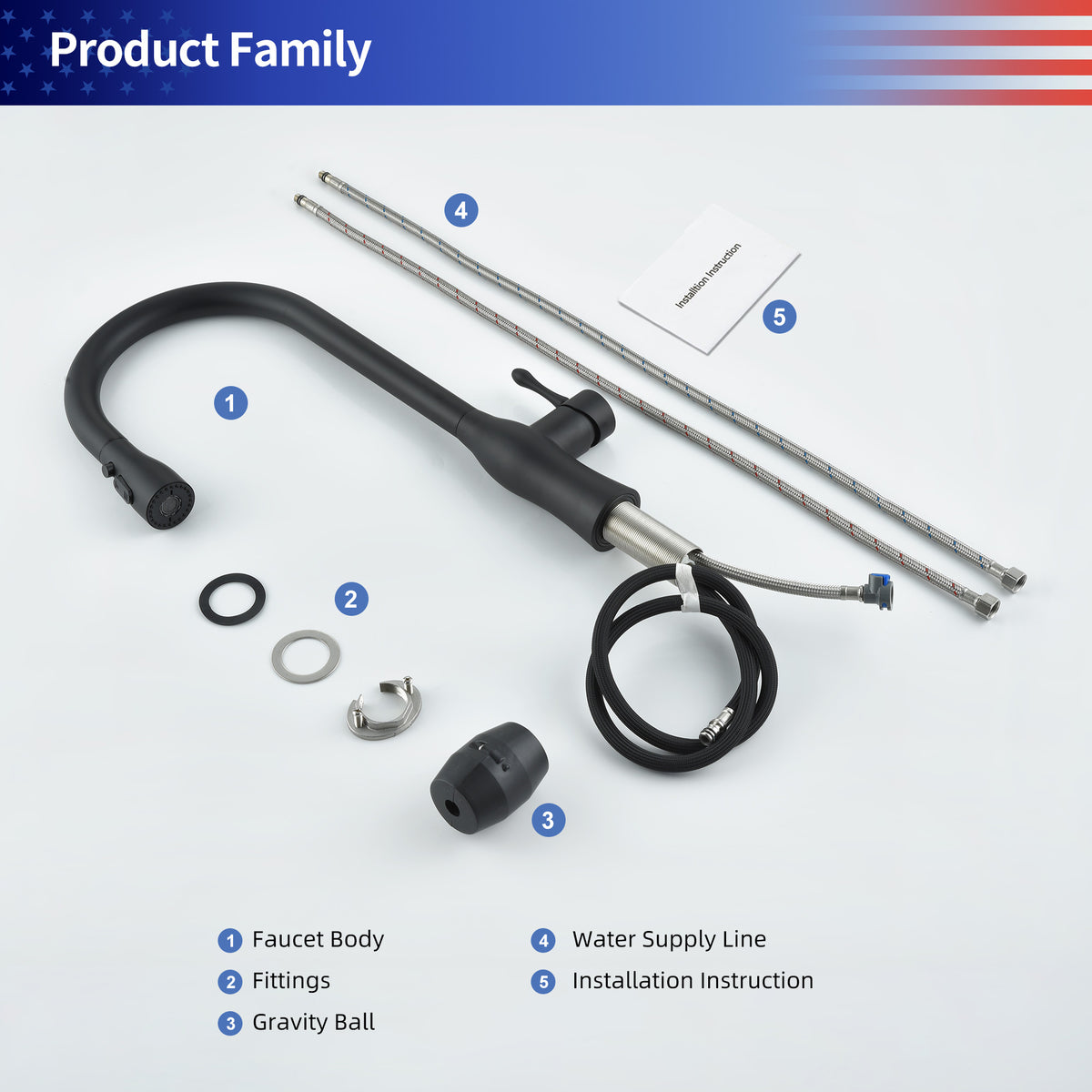 RAINLEX Single-Handle Pull-Down Kitchen Faucet (S6020)