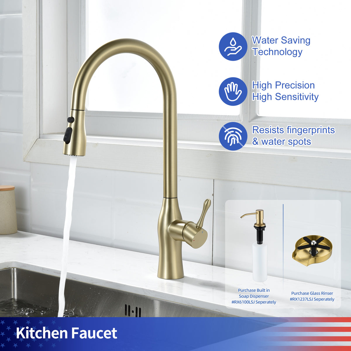 RAINLEX Single-Handle Pull-Down Kitchen Faucet (S6020)
