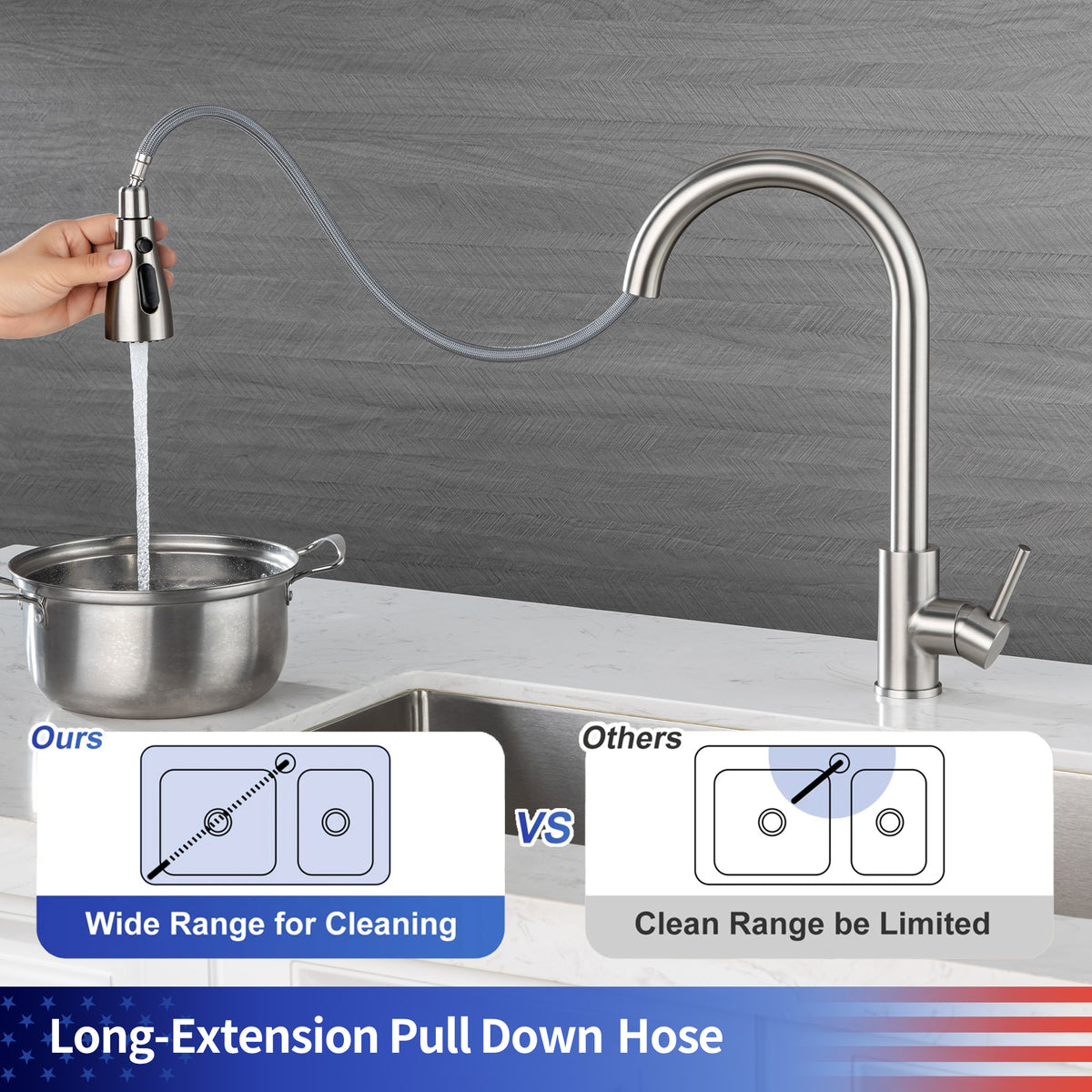 RAINLEX Single-Handle Pull-Down Kitchen Faucet (S6087)