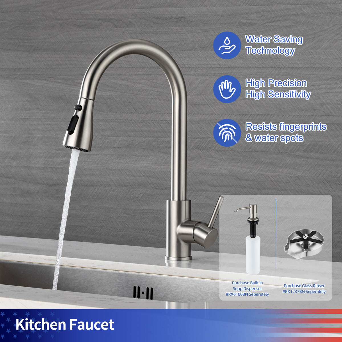 RAINLEX Single-Handle Pull-Down Kitchen Faucet (S6087)