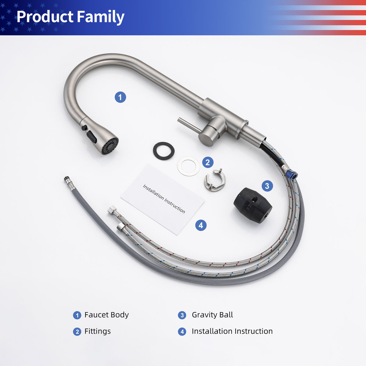RAINLEX Single-Handle Pull-Down Kitchen Faucet (S6087)