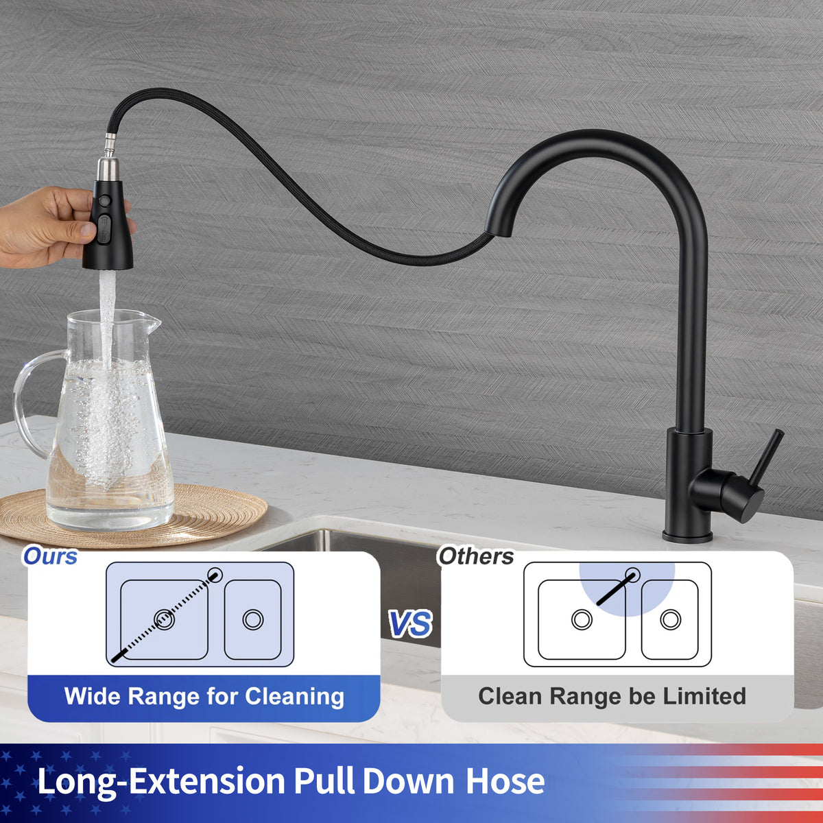 RAINLEX Single-Handle Pull-Down Kitchen Faucet (S6087)