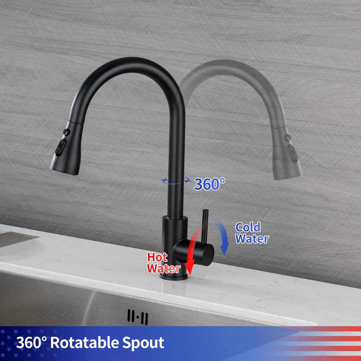 RAINLEX Single-Handle Pull-Down Kitchen Faucet (S6087)