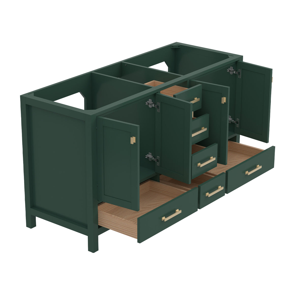RAINLEX 60 in. Freestanding Double Sink Bathroom Vanity, Solid Wood