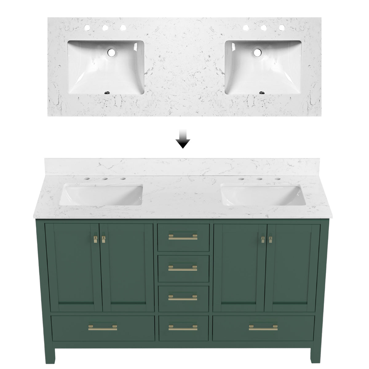 RAINLEX 60 in. Freestanding Double Sink Bathroom Vanity, Solid Wood