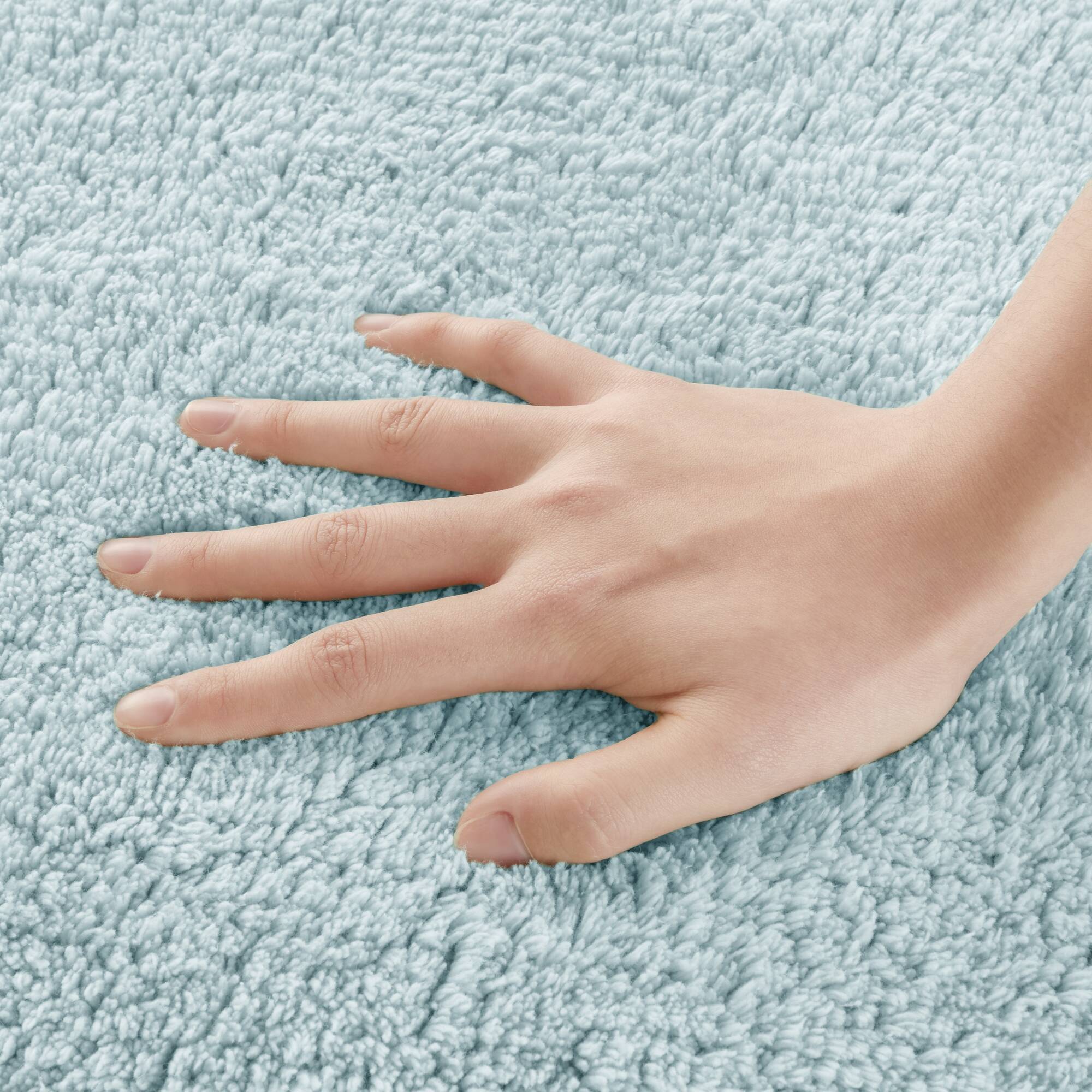 Rainlex 17" x 24" Reversible Cotton Bath Rug, Blue