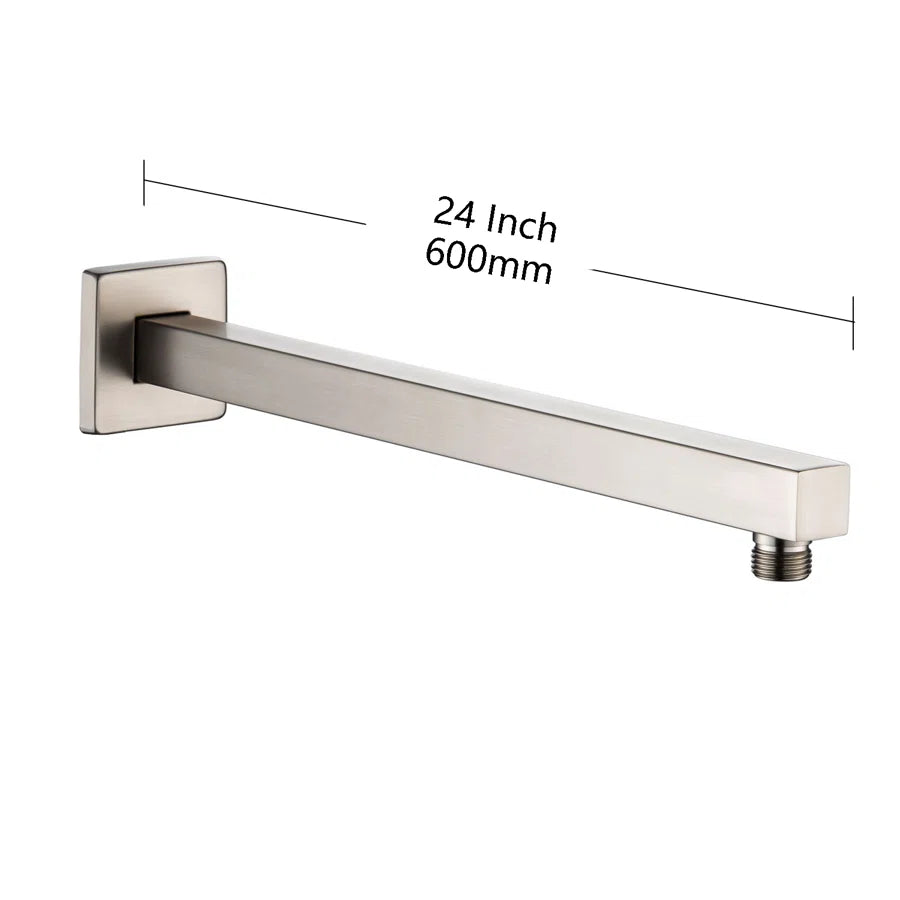 24" Square Extra-Long Wall-Mount Shower Arm with Flange