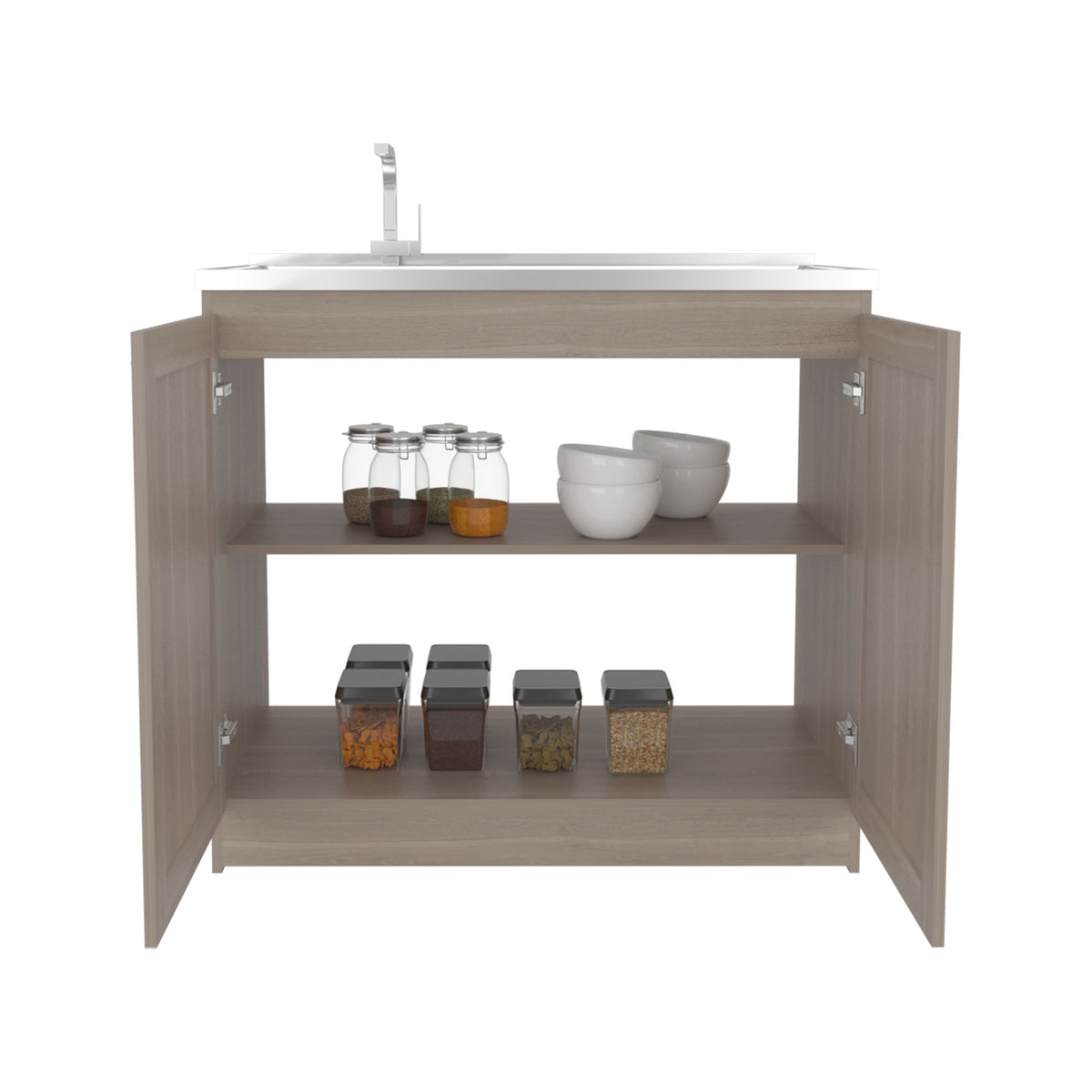RAINLEX Zurich 39" Utility Sink Cabinet with Stainless Steel Sink in Light Gray
