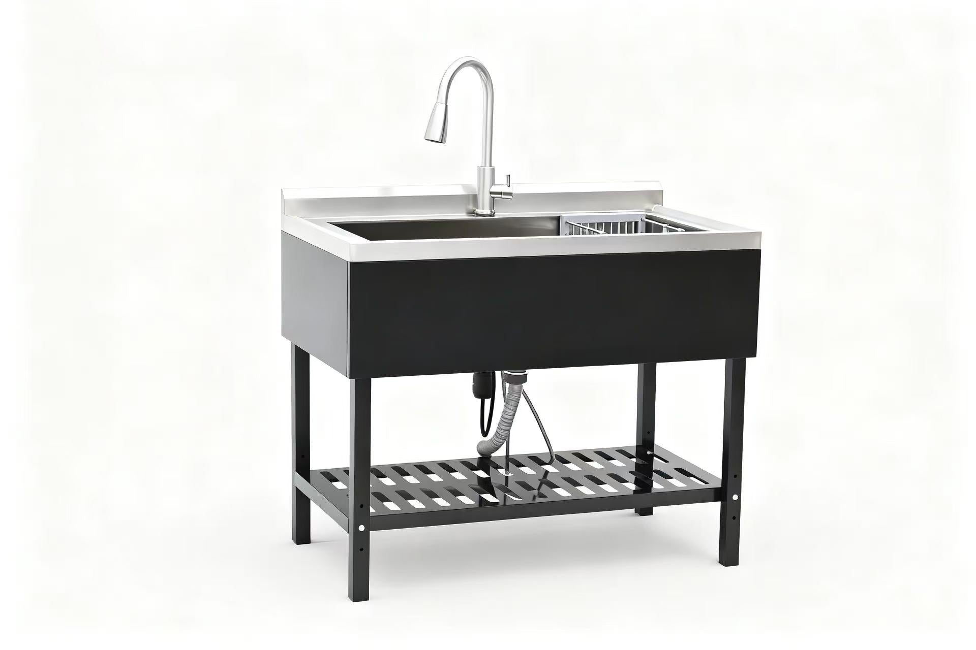 Rainlex 39" Freestanding Stainless Steel Utility Sink with Pull-Out Faucet