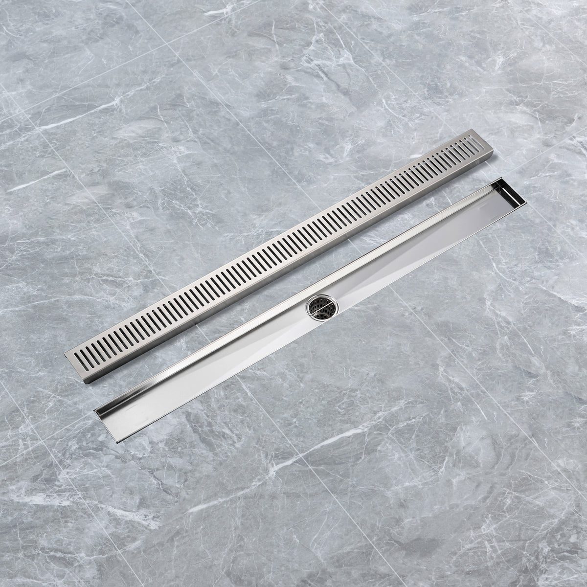 RAINLEX 32 in. Linear Grid Shower Drain in Brushed Nickel