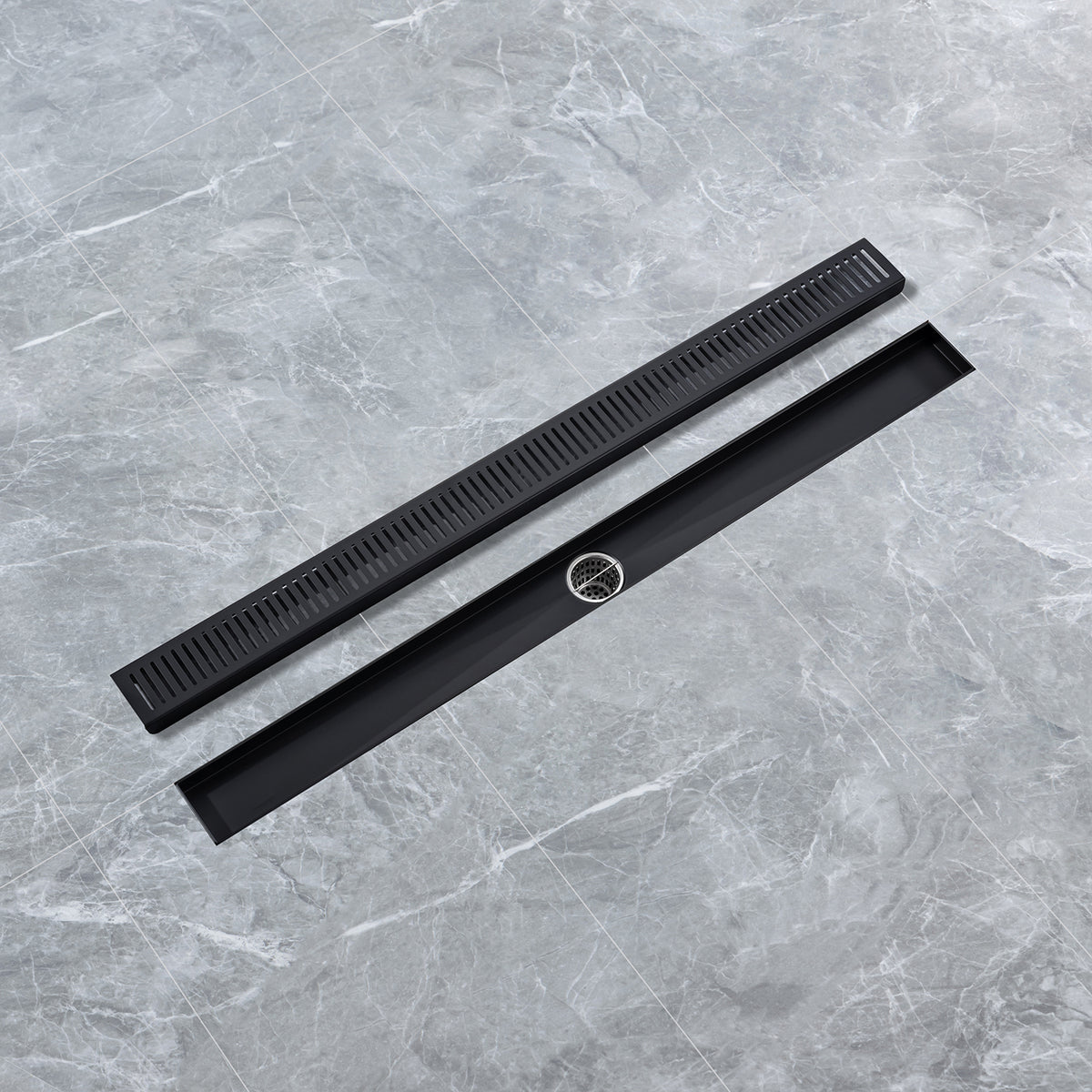 RAINLEX 32 in. Linear Grid Shower Drain in Brushed Nickel