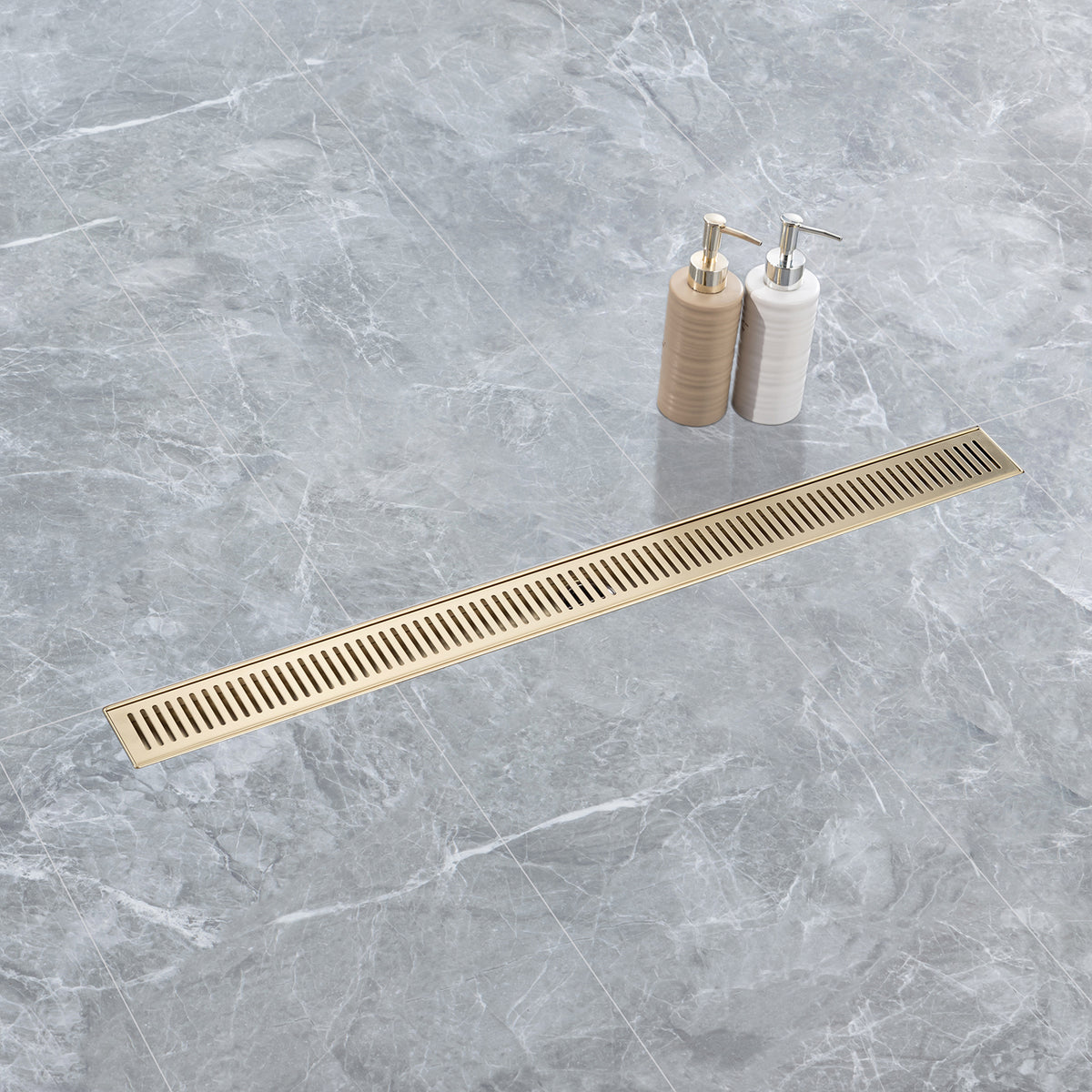 RAINLEX 32 in. Linear Grid Shower Drain in Brushed Nickel