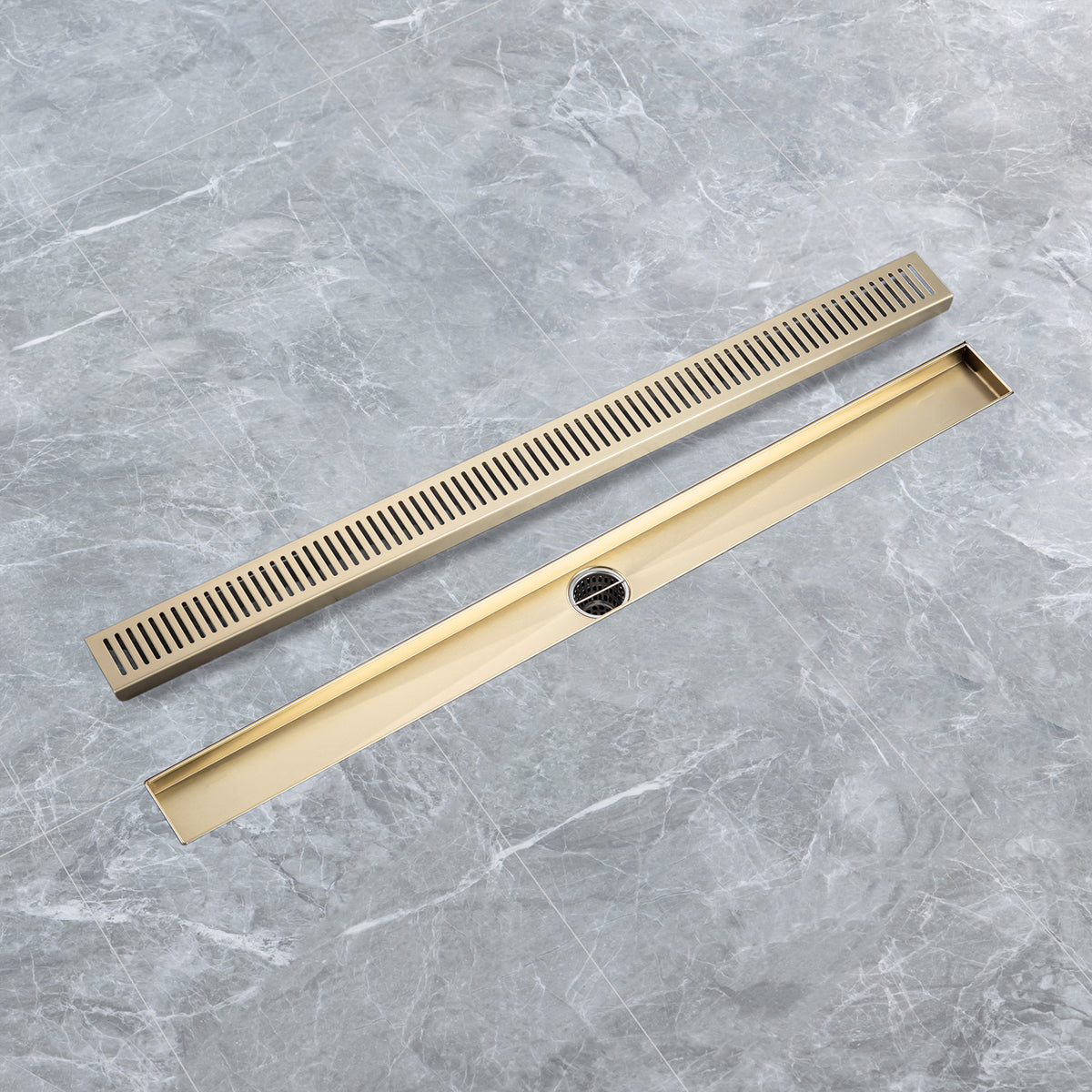 RAINLEX 32 in. Linear Grid Shower Drain in Brushed Nickel