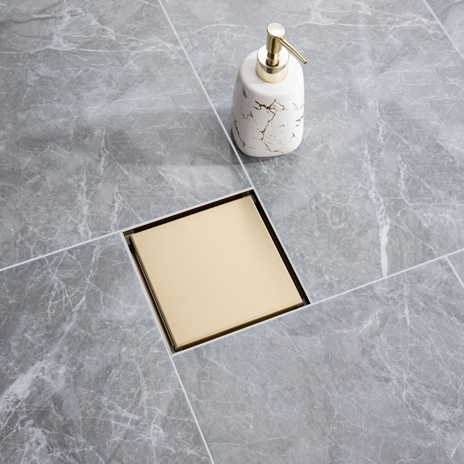 6" Square Grid Shower Drain, Matte Black
