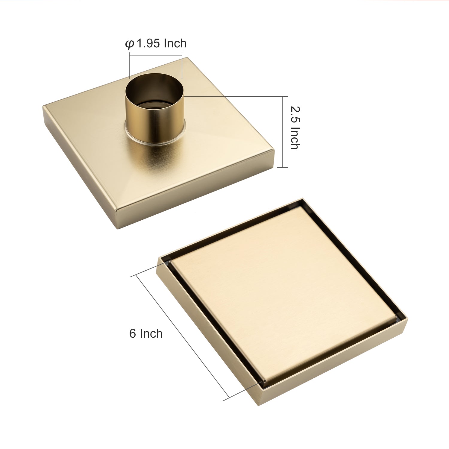 6" Square Grid Shower Drain, Matte Black