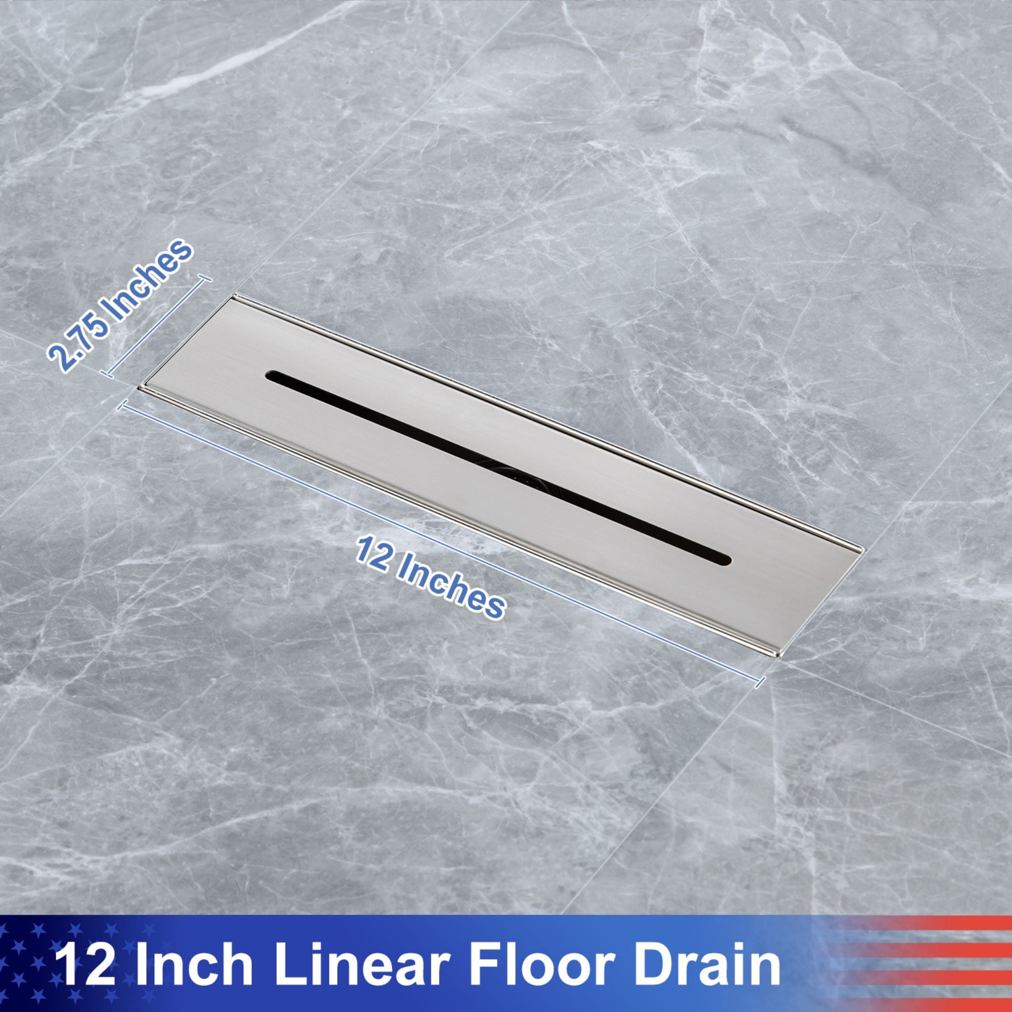 Drain de douche à grille linéaire de 12 po de largeur RX7006-12