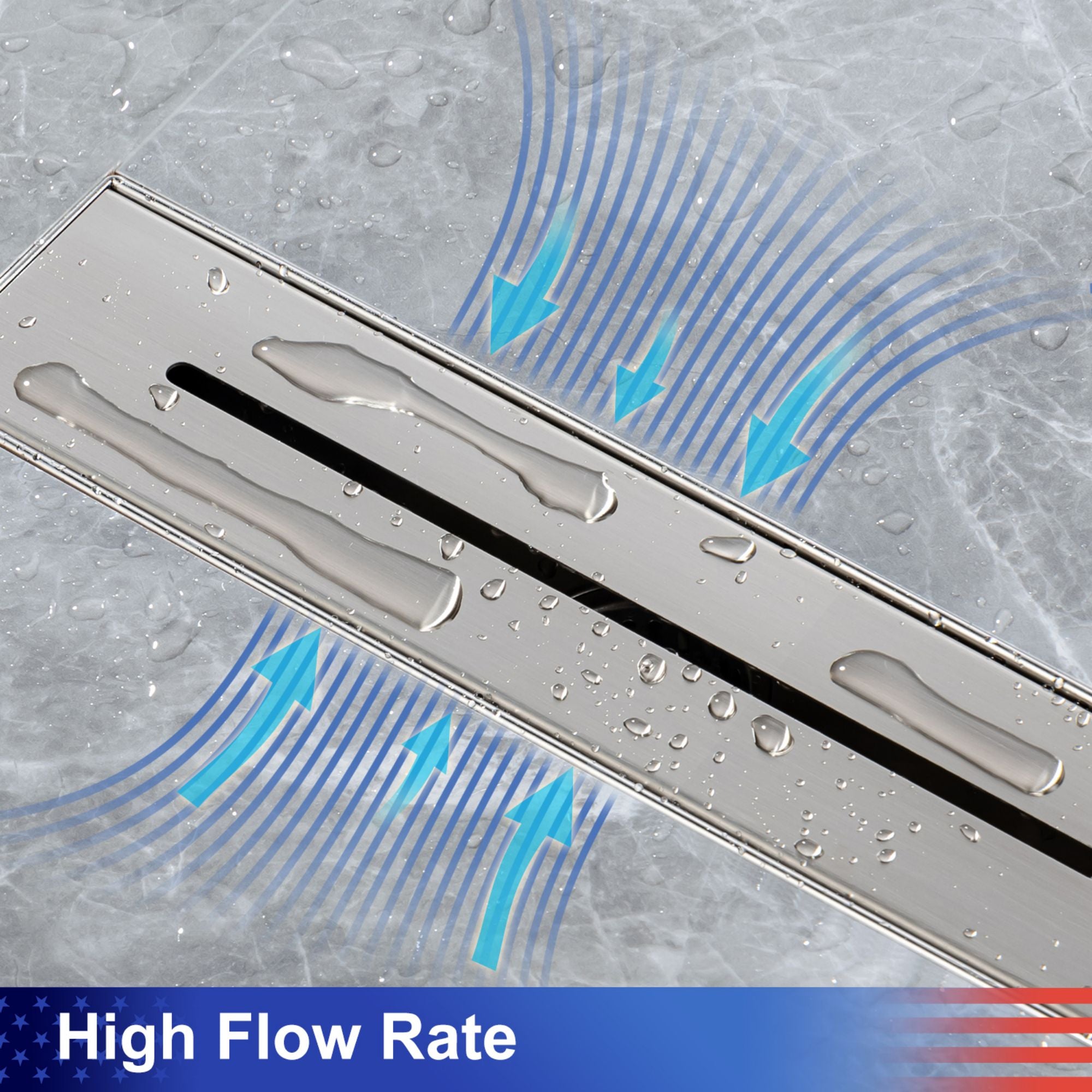 Drain de douche à grille linéaire de 12 po de largeur RX7006-12