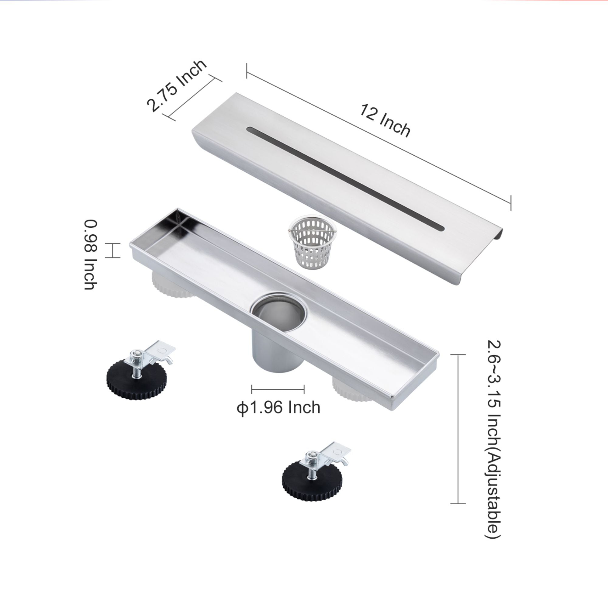 Drain de douche à grille linéaire de 12 po de largeur RX7006-12