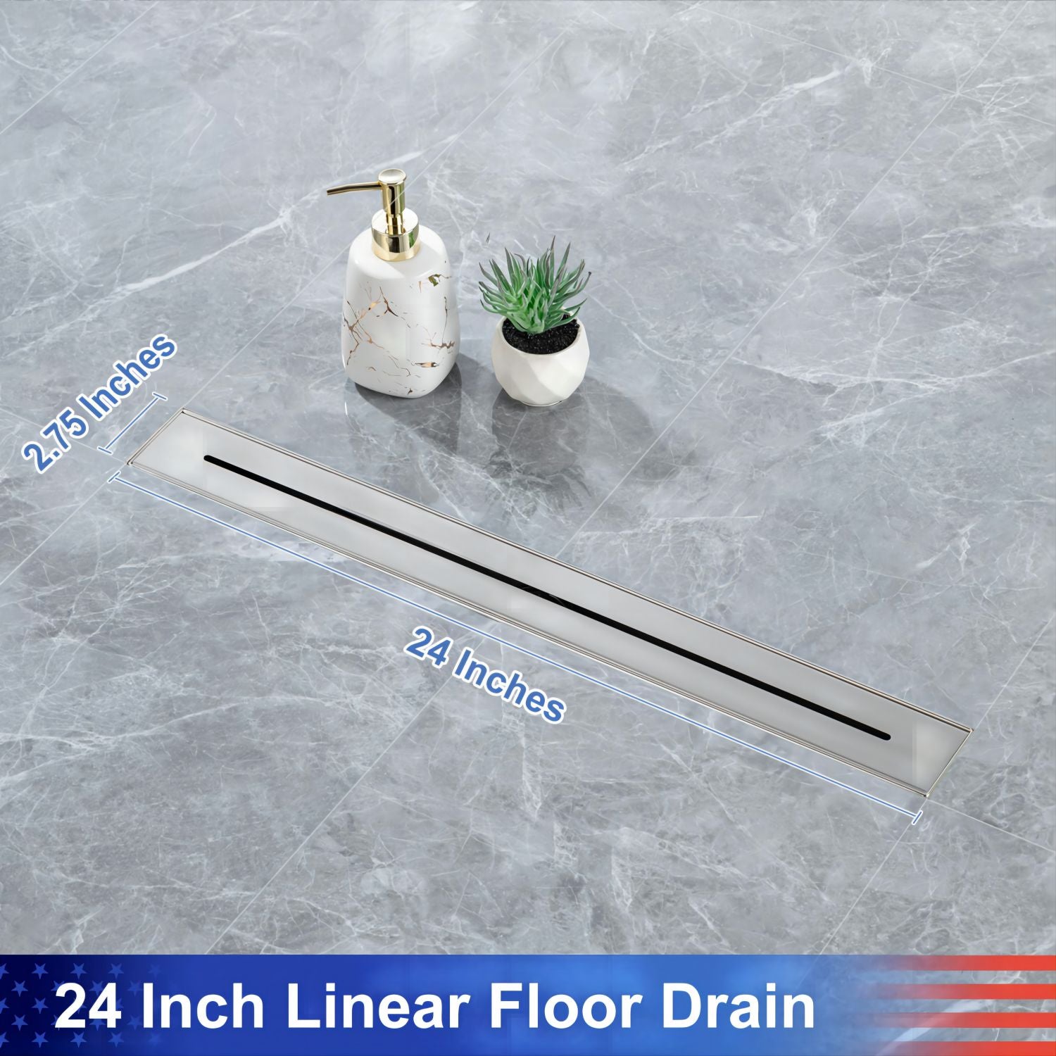 Drain de douche à grille linéaire de 24 po de largeur RX7006-24