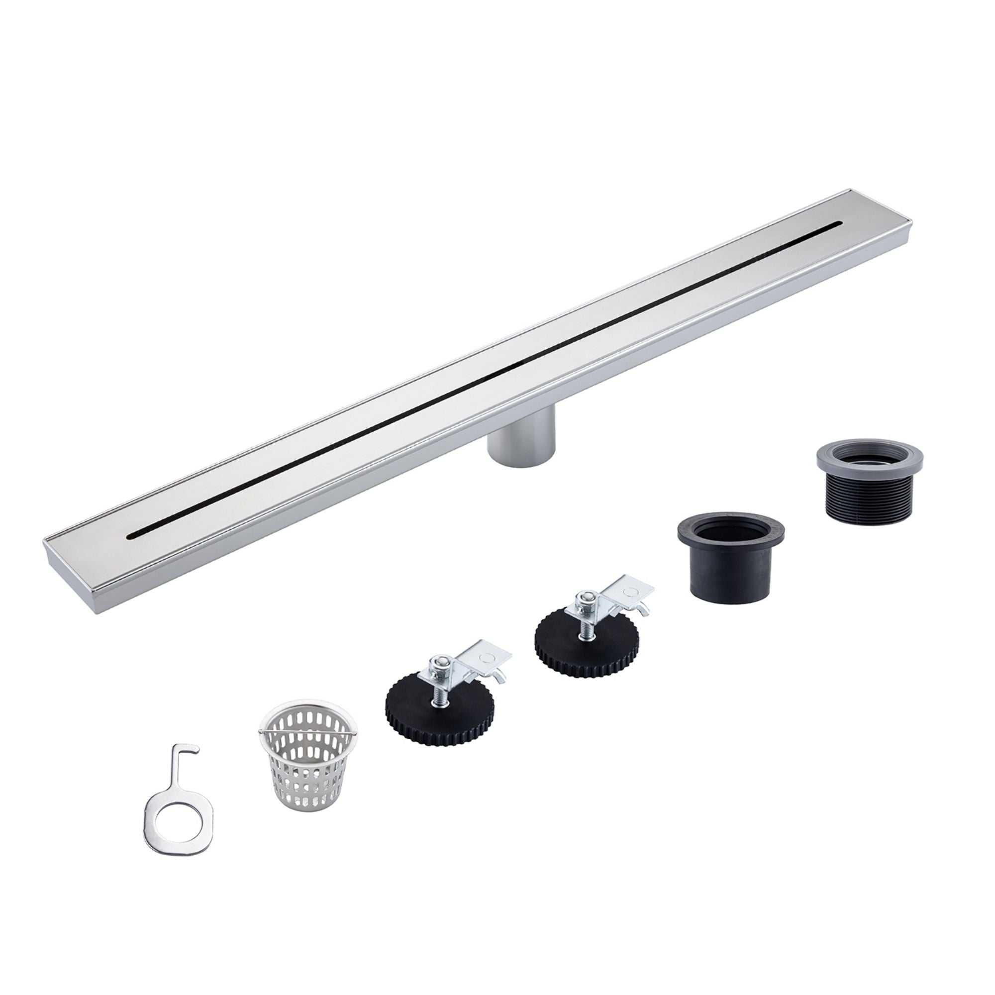 28" Linear Grid Shower Drain, Matte Black