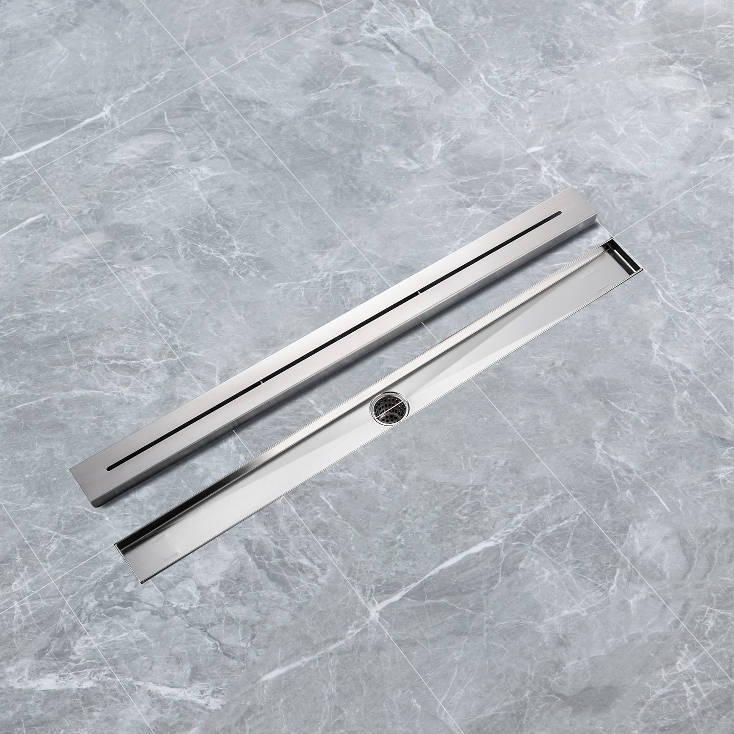 32" Linear Grid Shower Drain, Matte Black