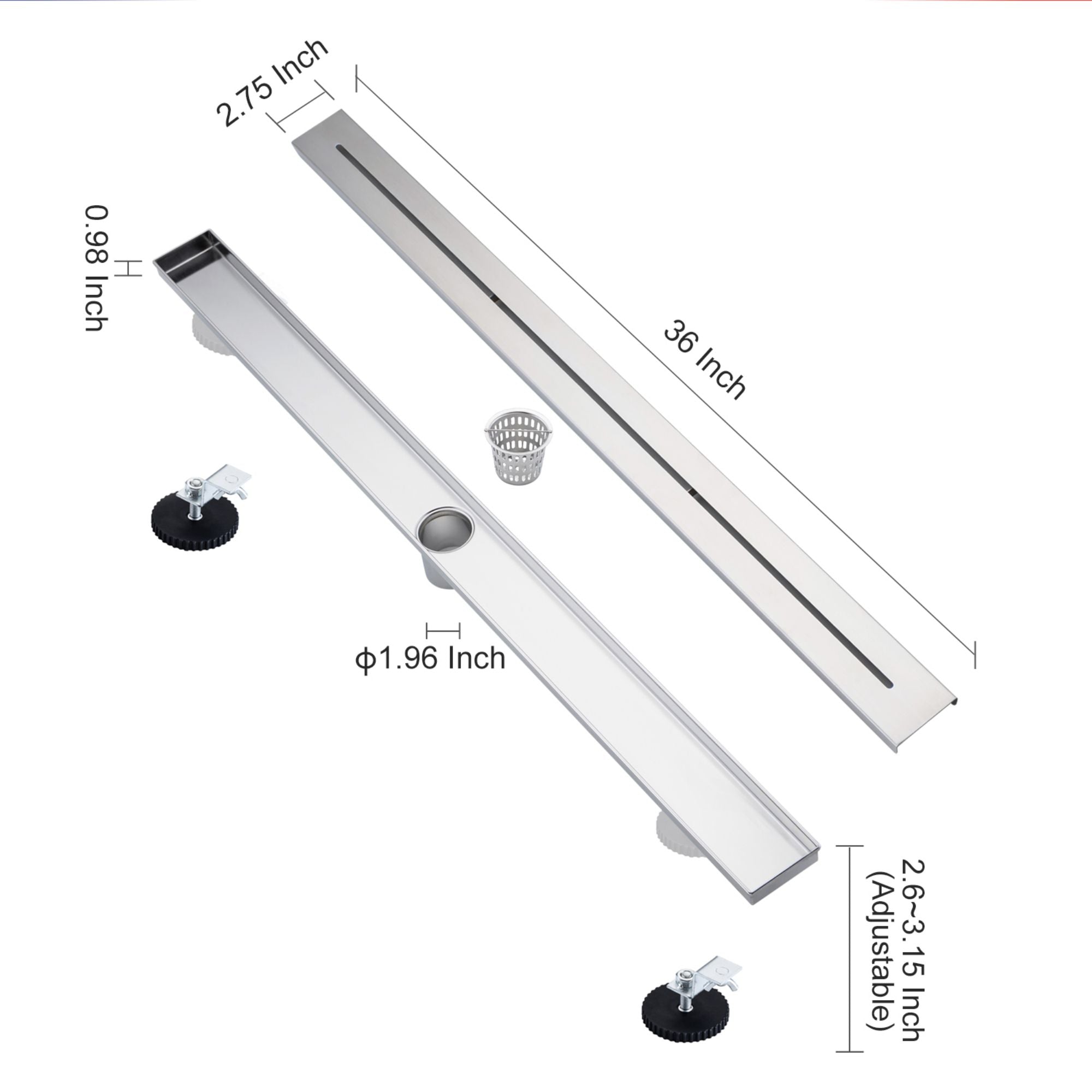 Drain de douche à grille linéaire de 36 po de largeur RX7006-36