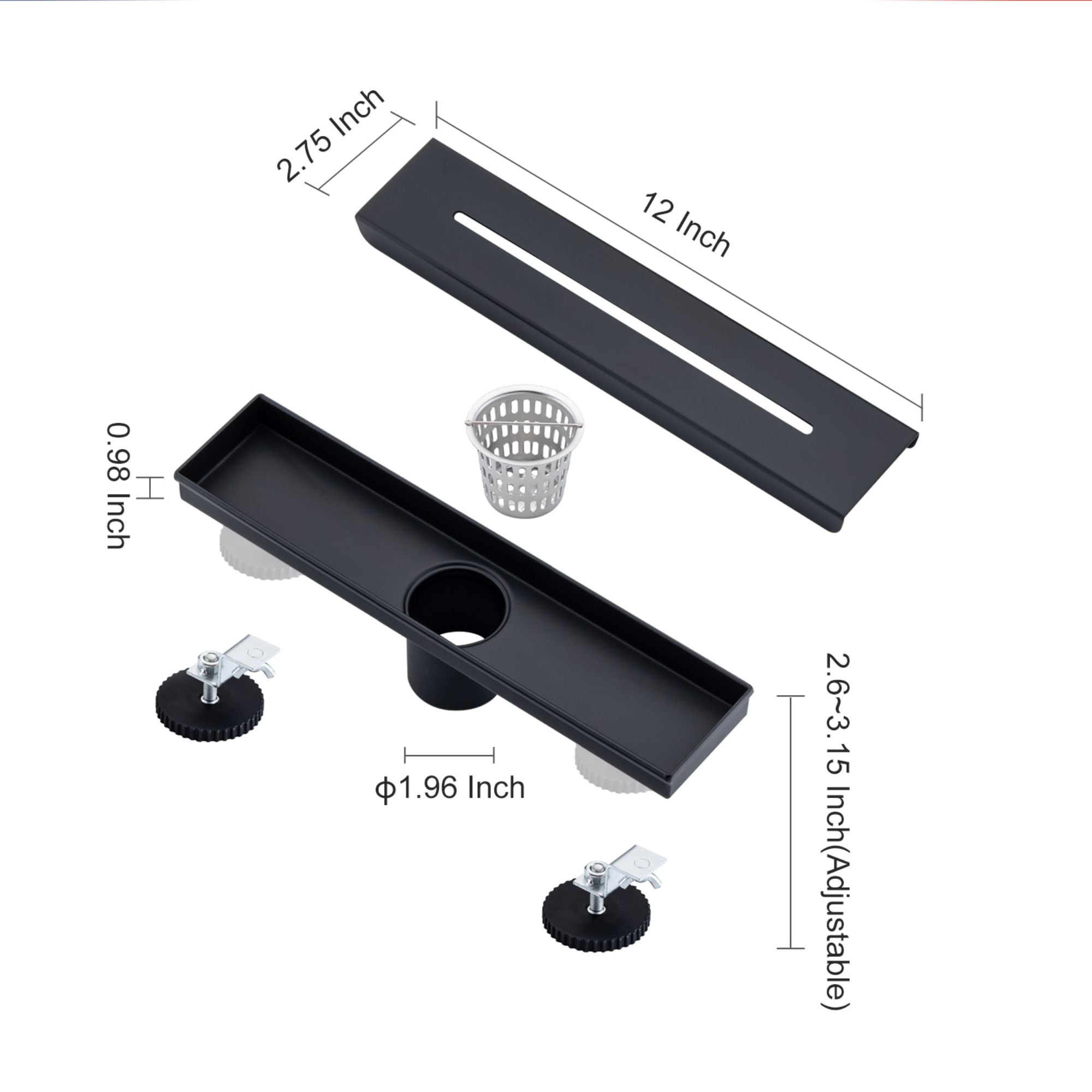 Drain de douche à grille linéaire de 12 po de largeur RX7006-12