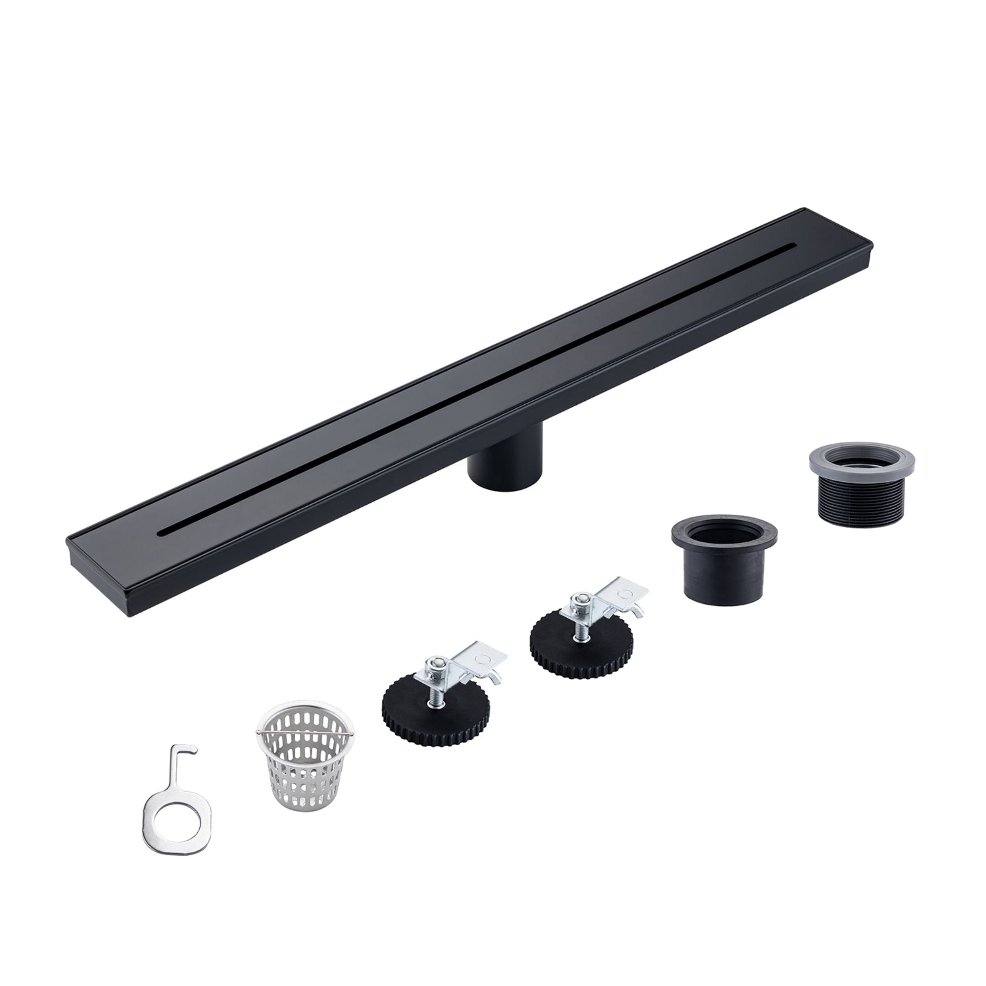 24" Linear Grid Shower Drain, Matte Black