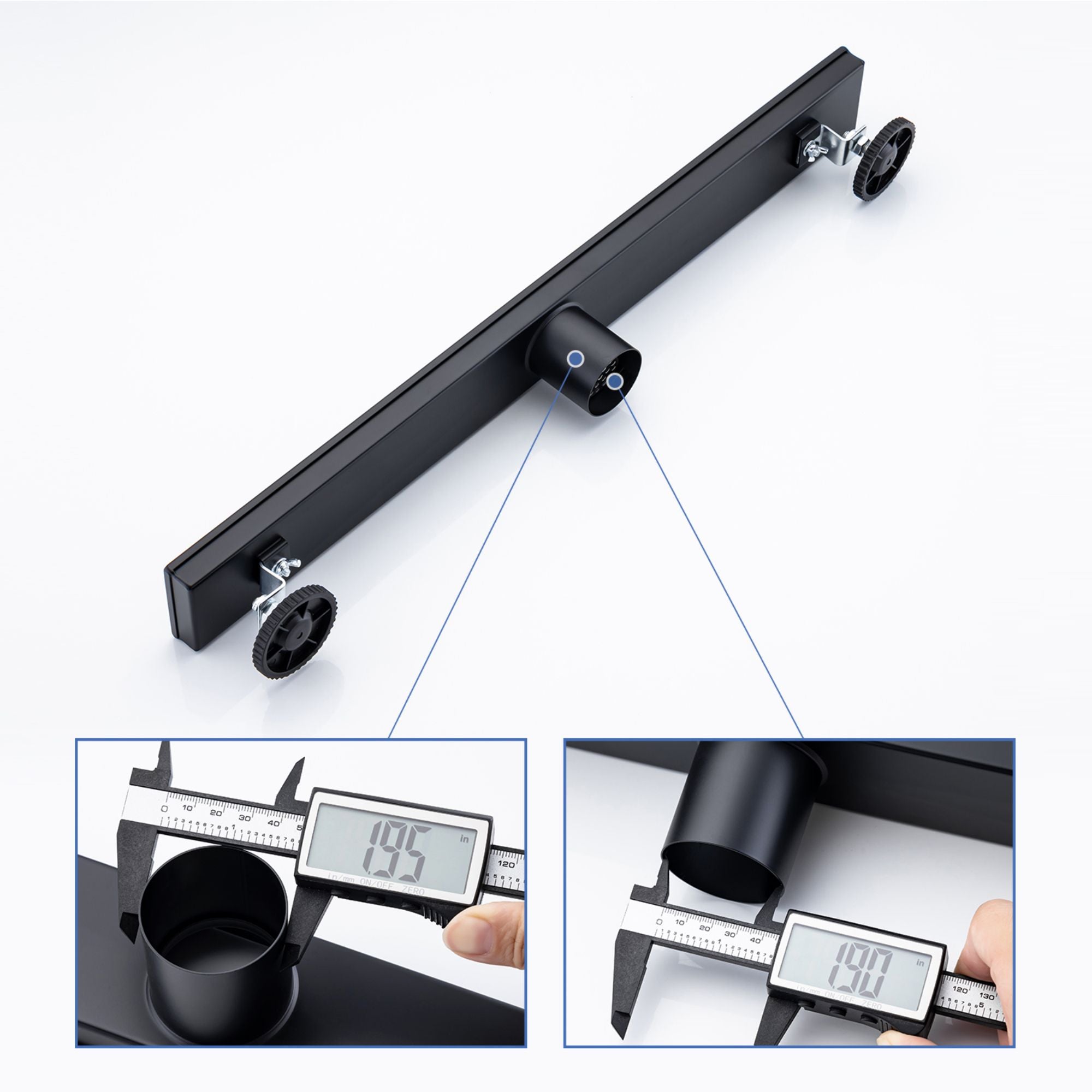 24" Linear Grid Shower Drain, Matte Black