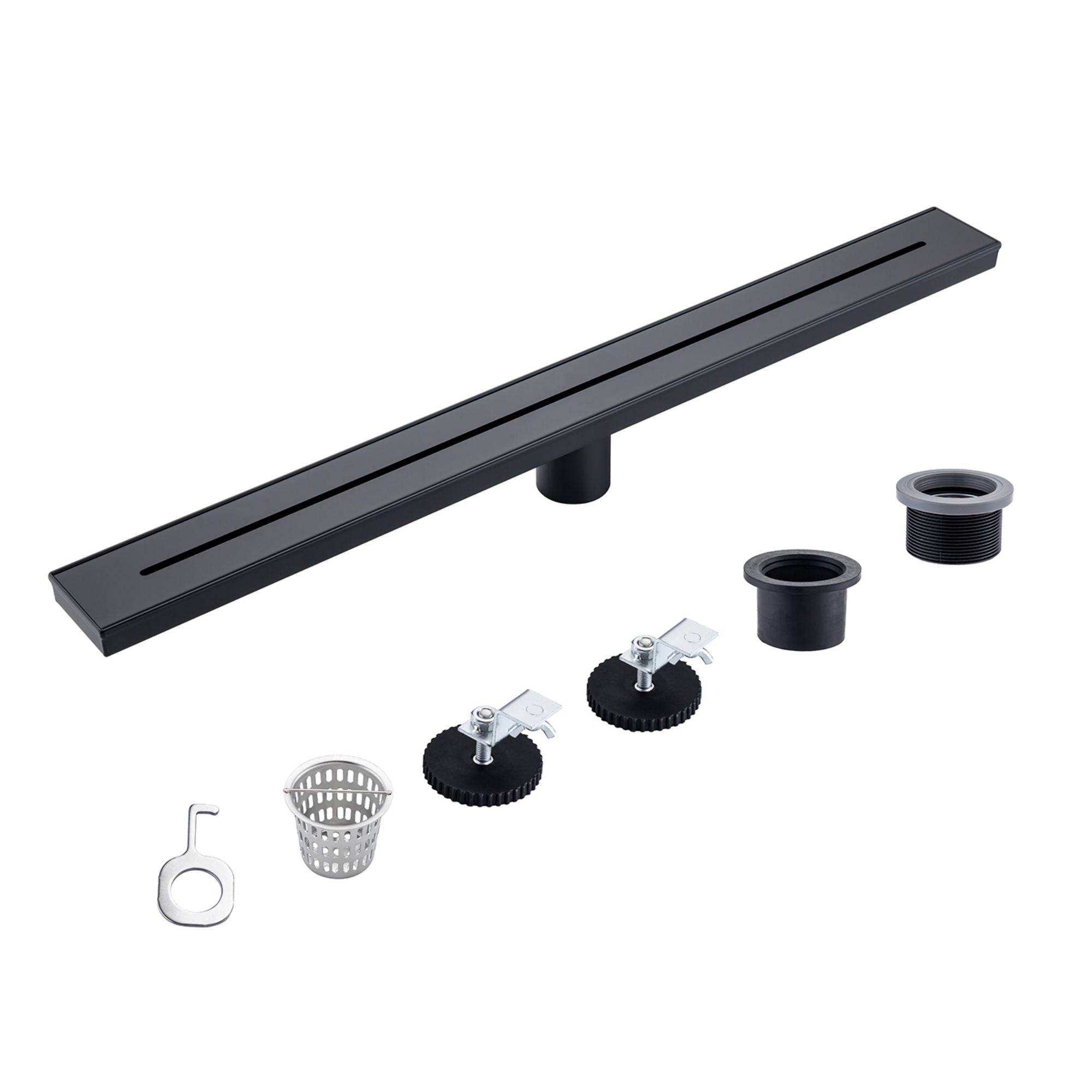 28" Linear Grid Shower Drain, Matte Black