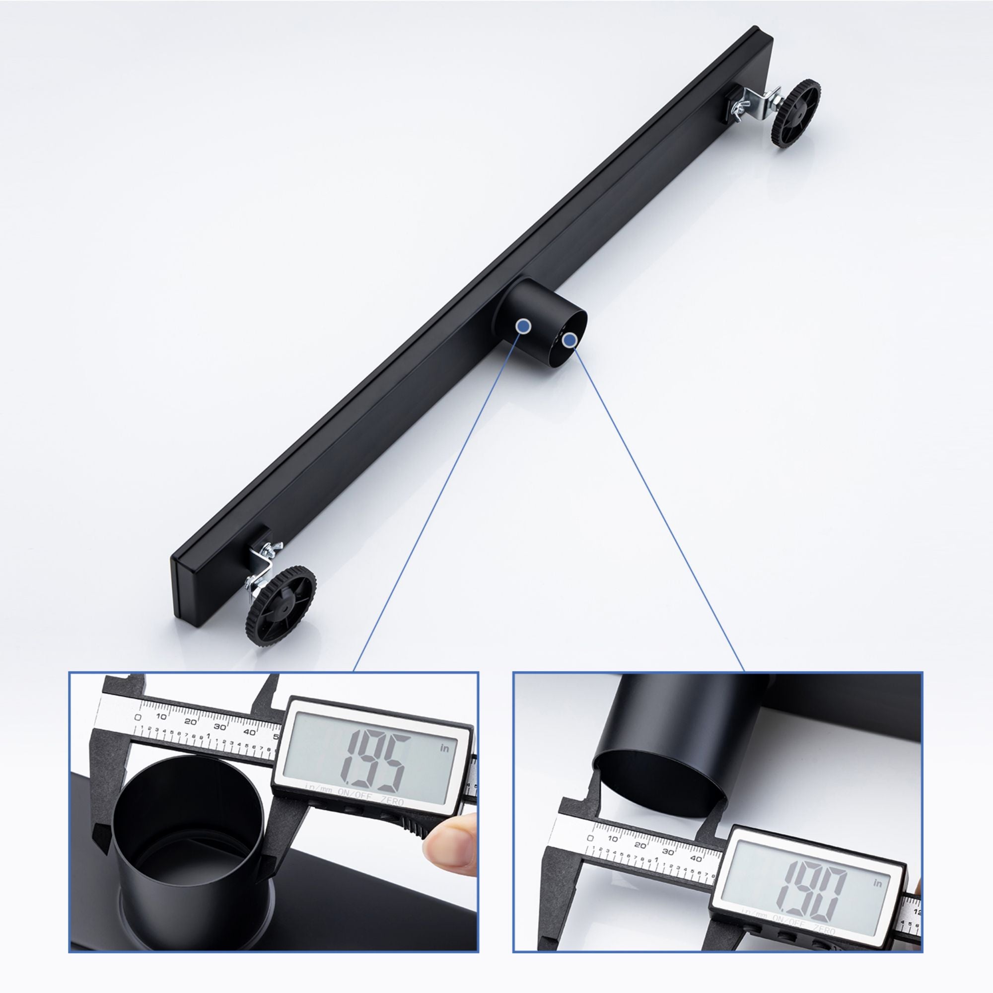 28" Linear Grid Shower Drain, Matte Black