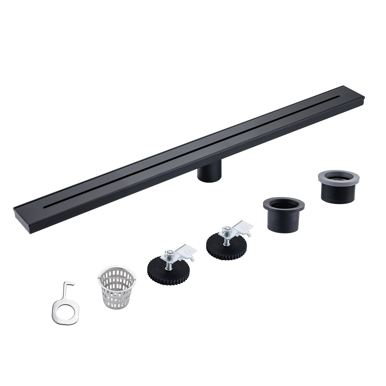 32" Linear Grid Shower Drain, Matte Black