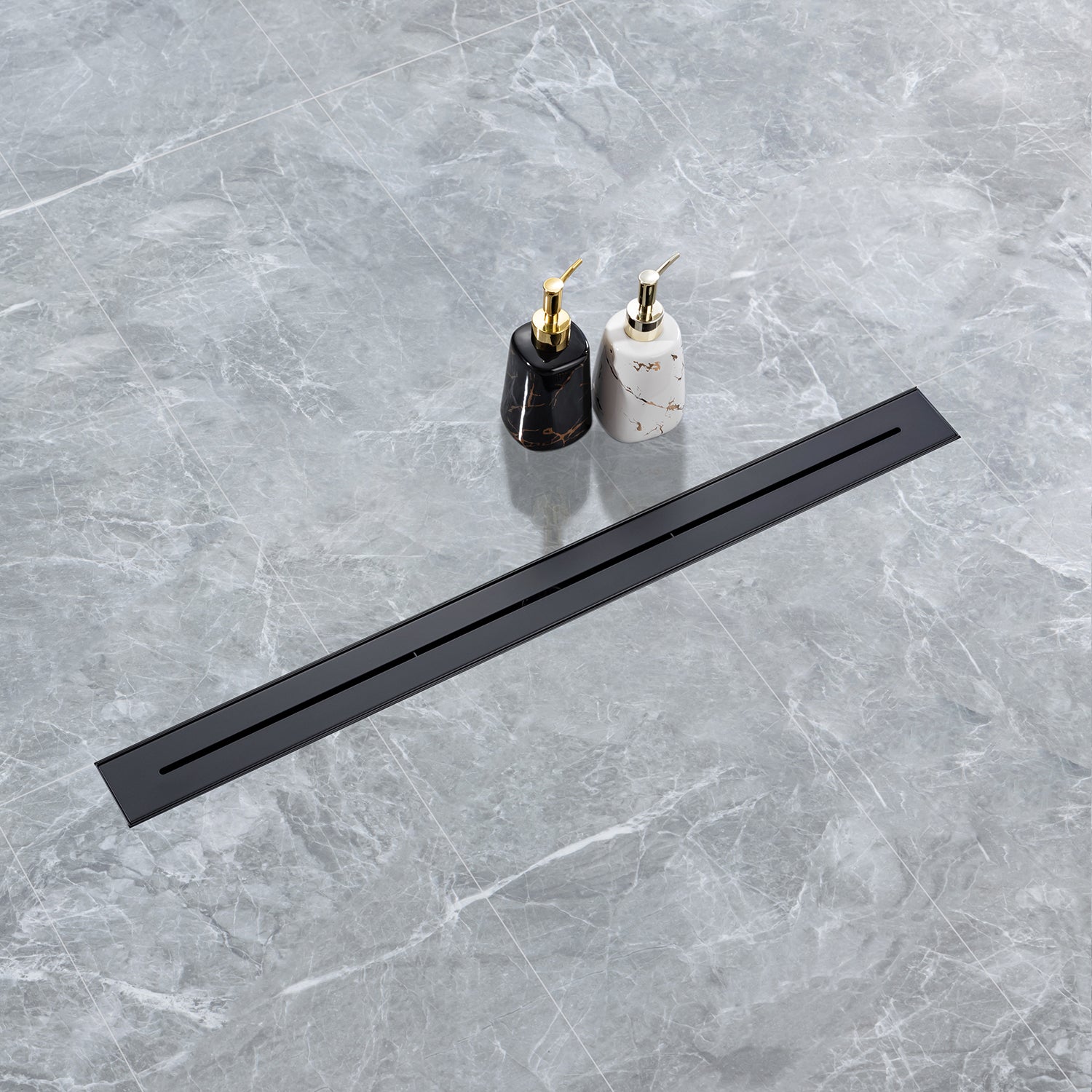 32" Linear Grid Shower Drain, Matte Black