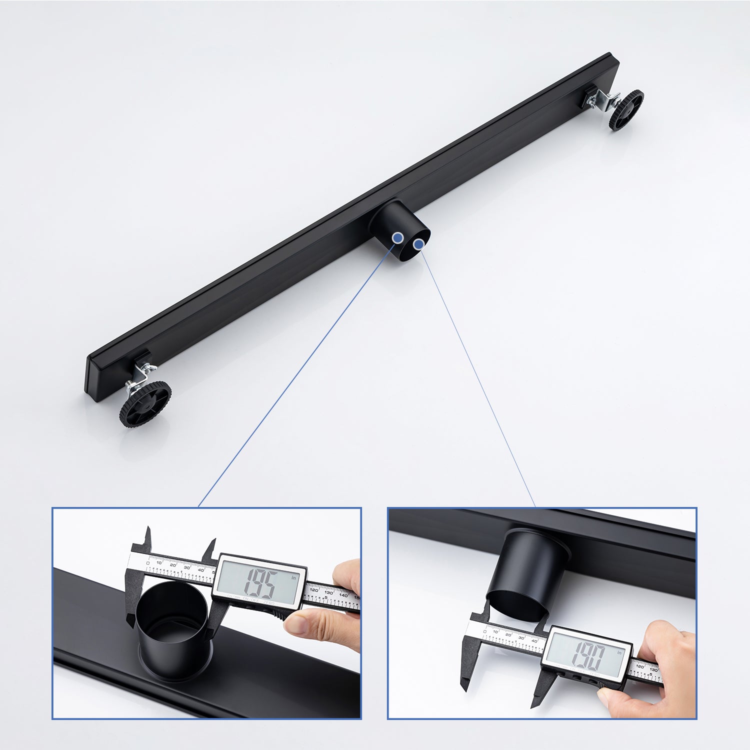 32" Linear Grid Shower Drain, Matte Black